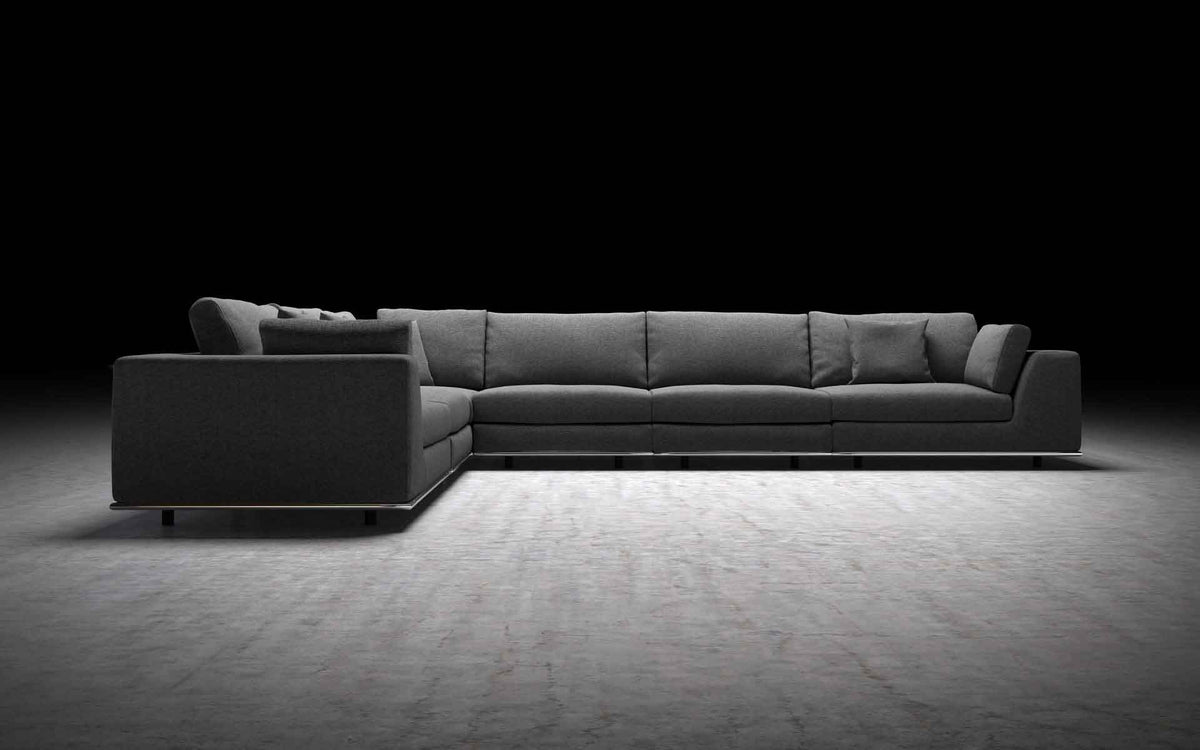 Perry Extended L-Corner Sofa Shadow Gray