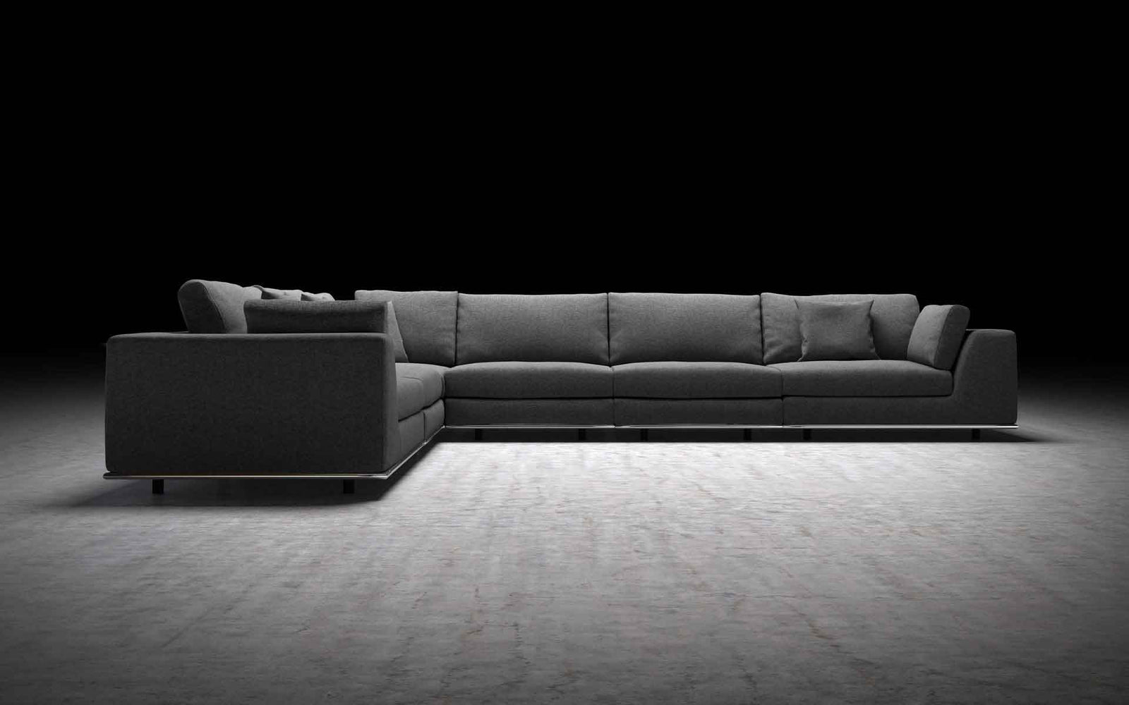 Perry Extended L-Corner Sofa Shadow Gray