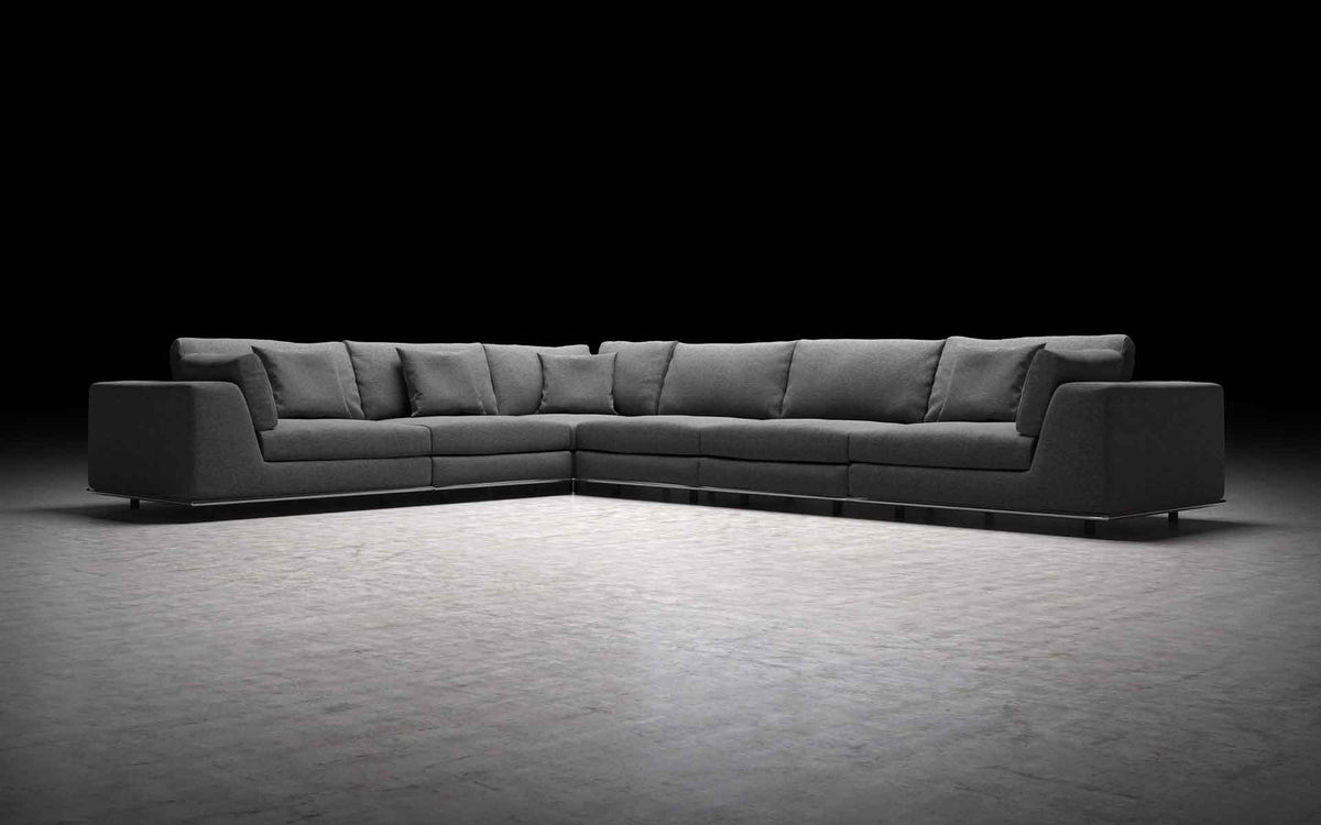 Perry Extended L-Corner Sofa Shadow Gray