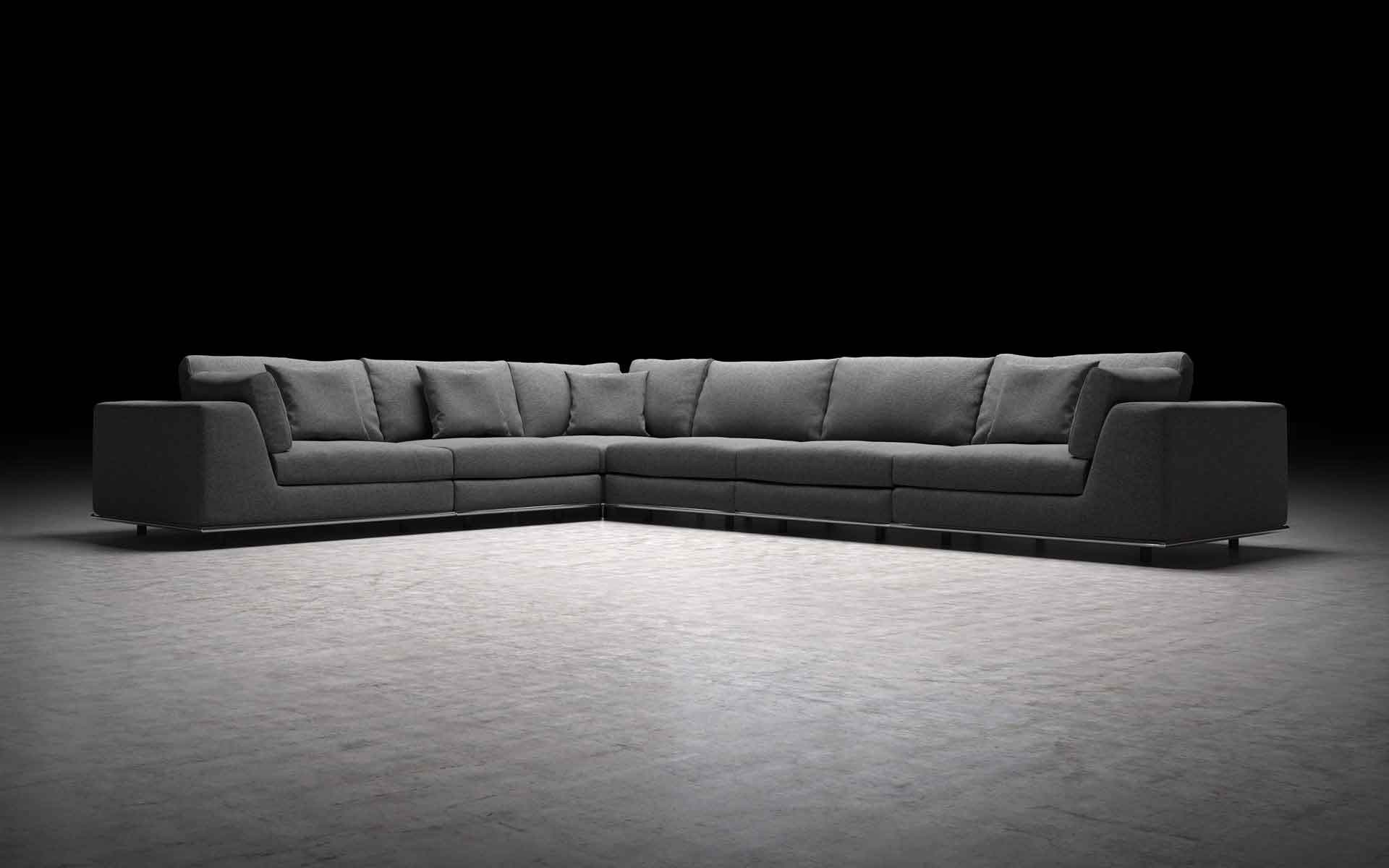 Perry Extended L-Corner Sofa Shadow Gray