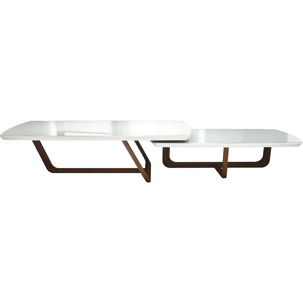 Belvedere Nested Tables White Glass/Walnut