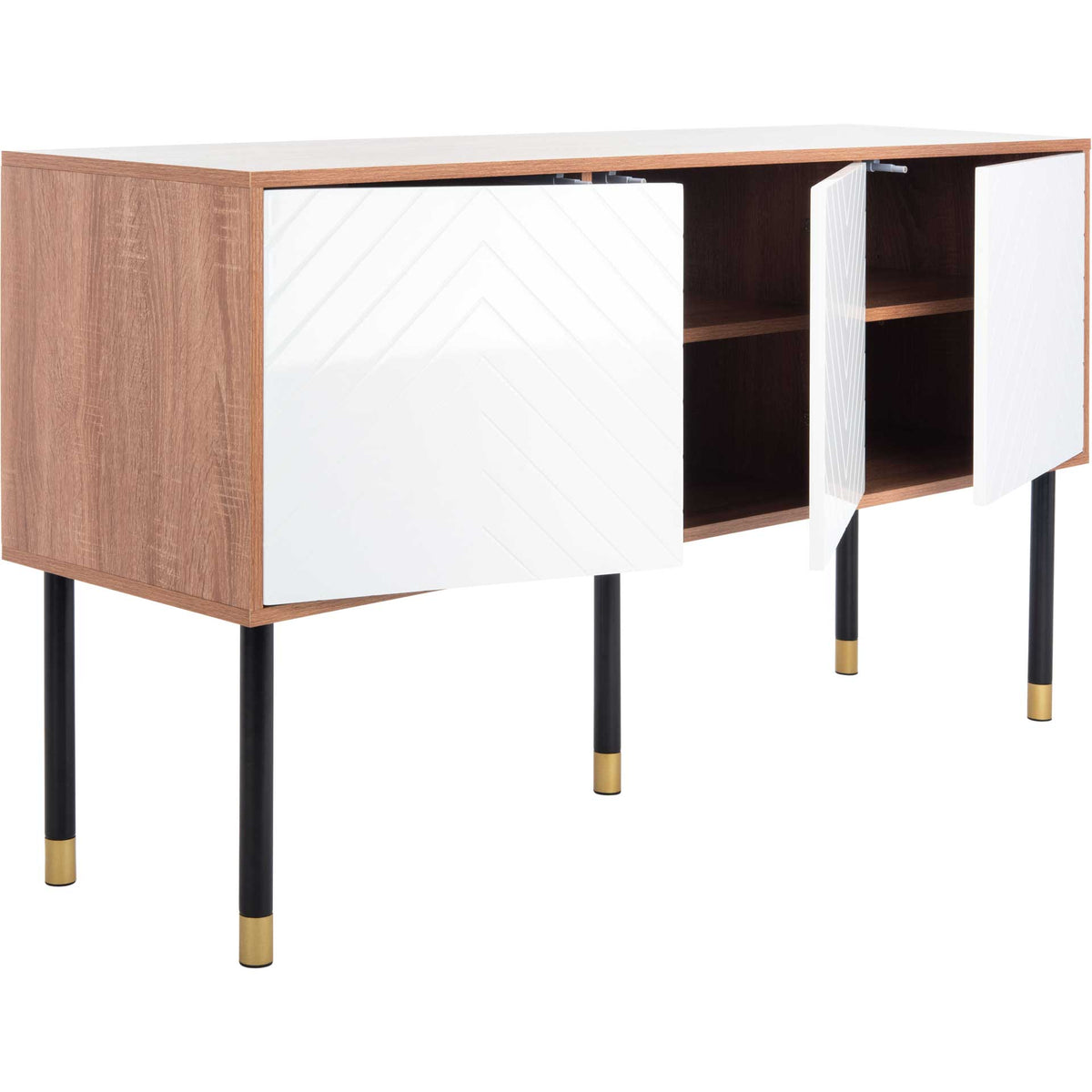 Oaklee TV Stand Natural/White/Black/Gold