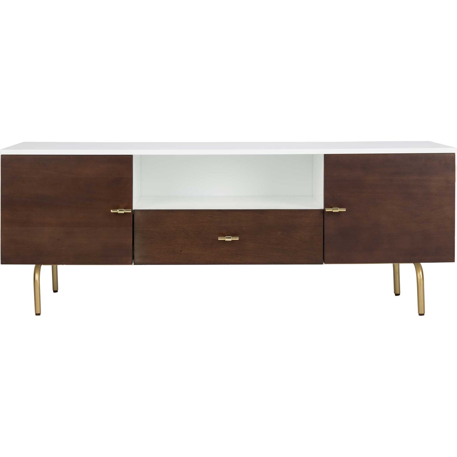 Gemma TV Stand Walnut/White/Gold