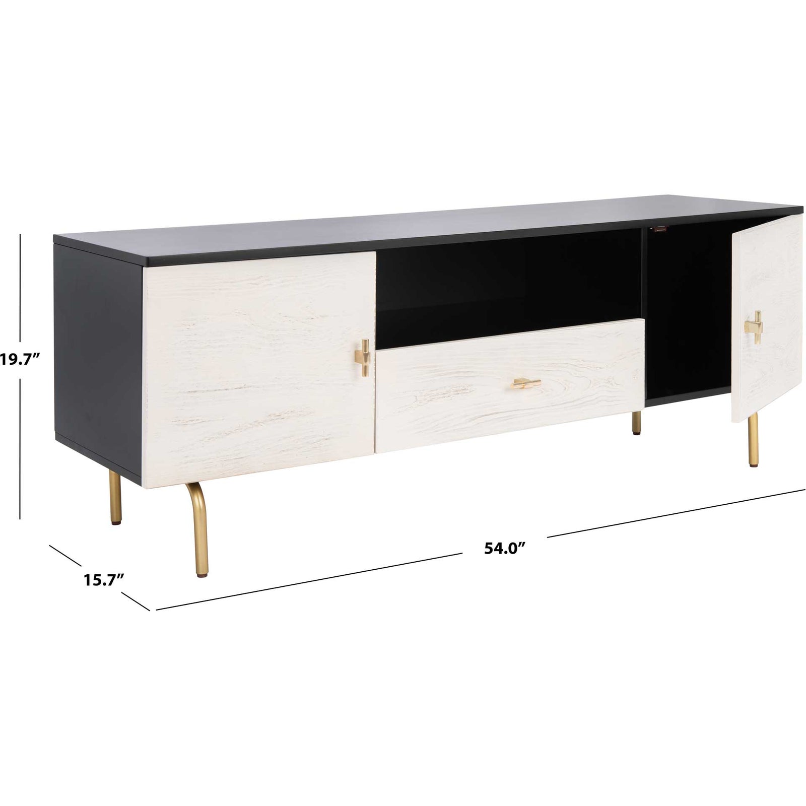 Gemma TV Stand Black/White Washed