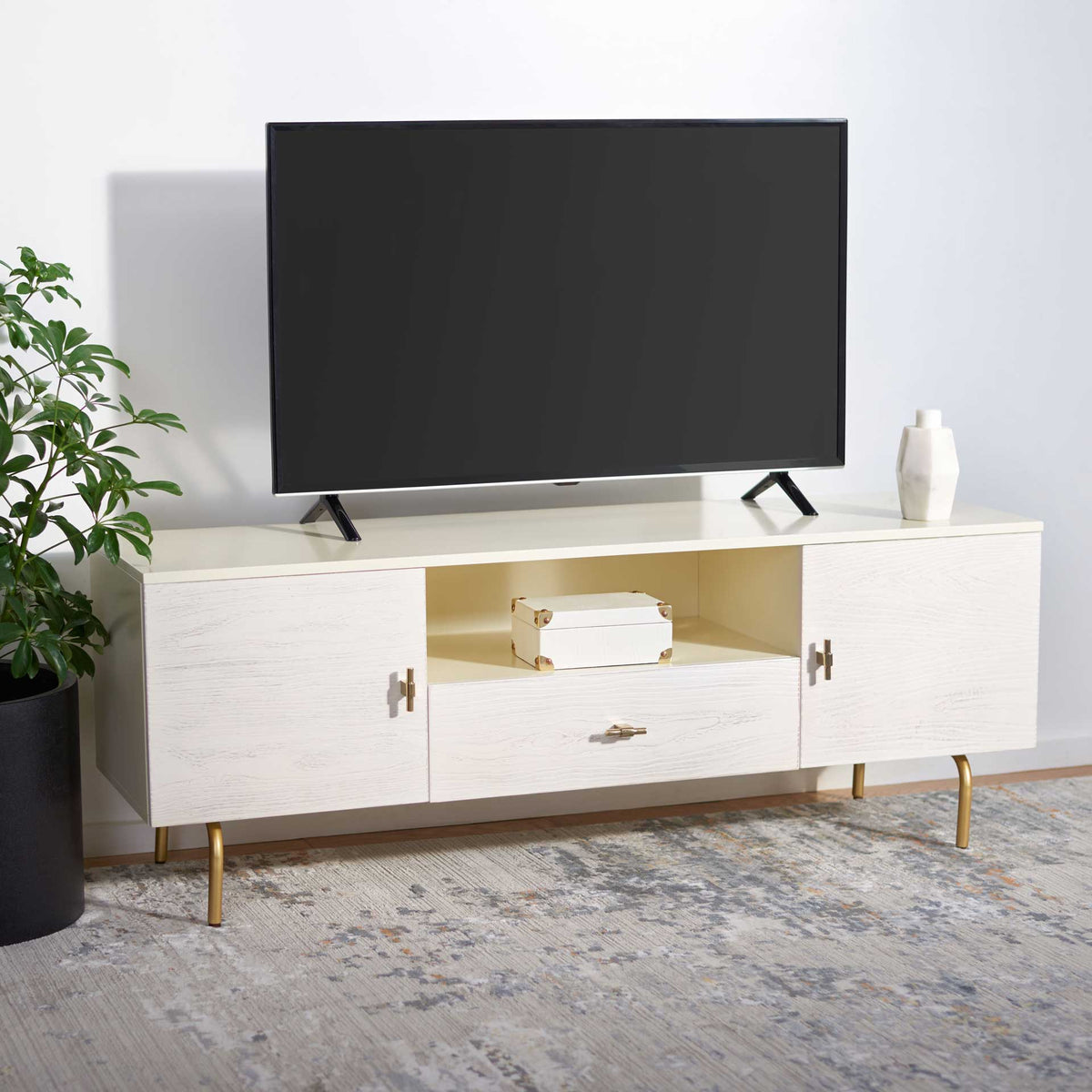 Gemma TV Stand Cream/White Washed