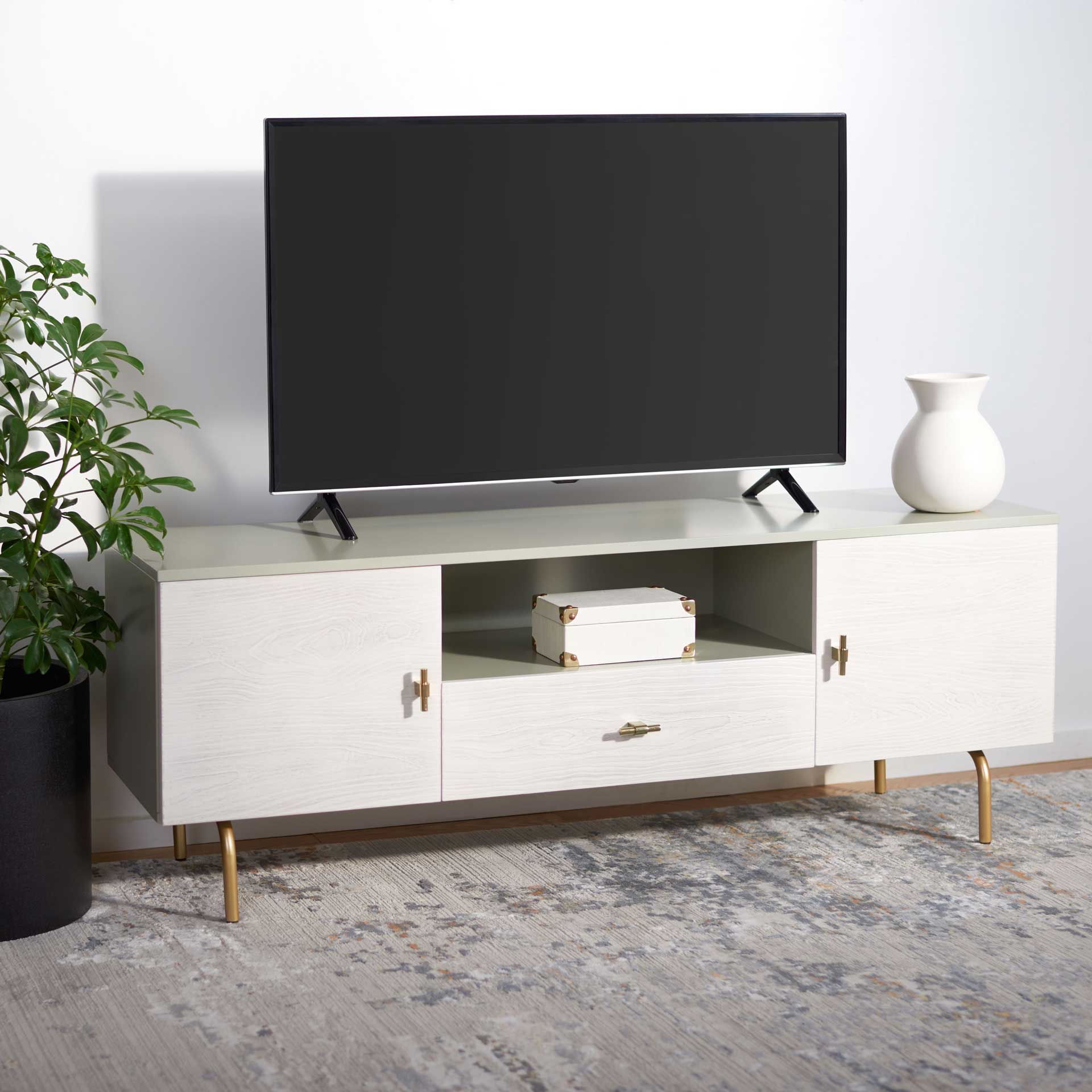 Gemma TV Stand Gray/White Washed