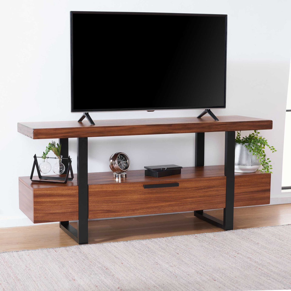 Brayson 1 Drawer Media Stand Brown/Black