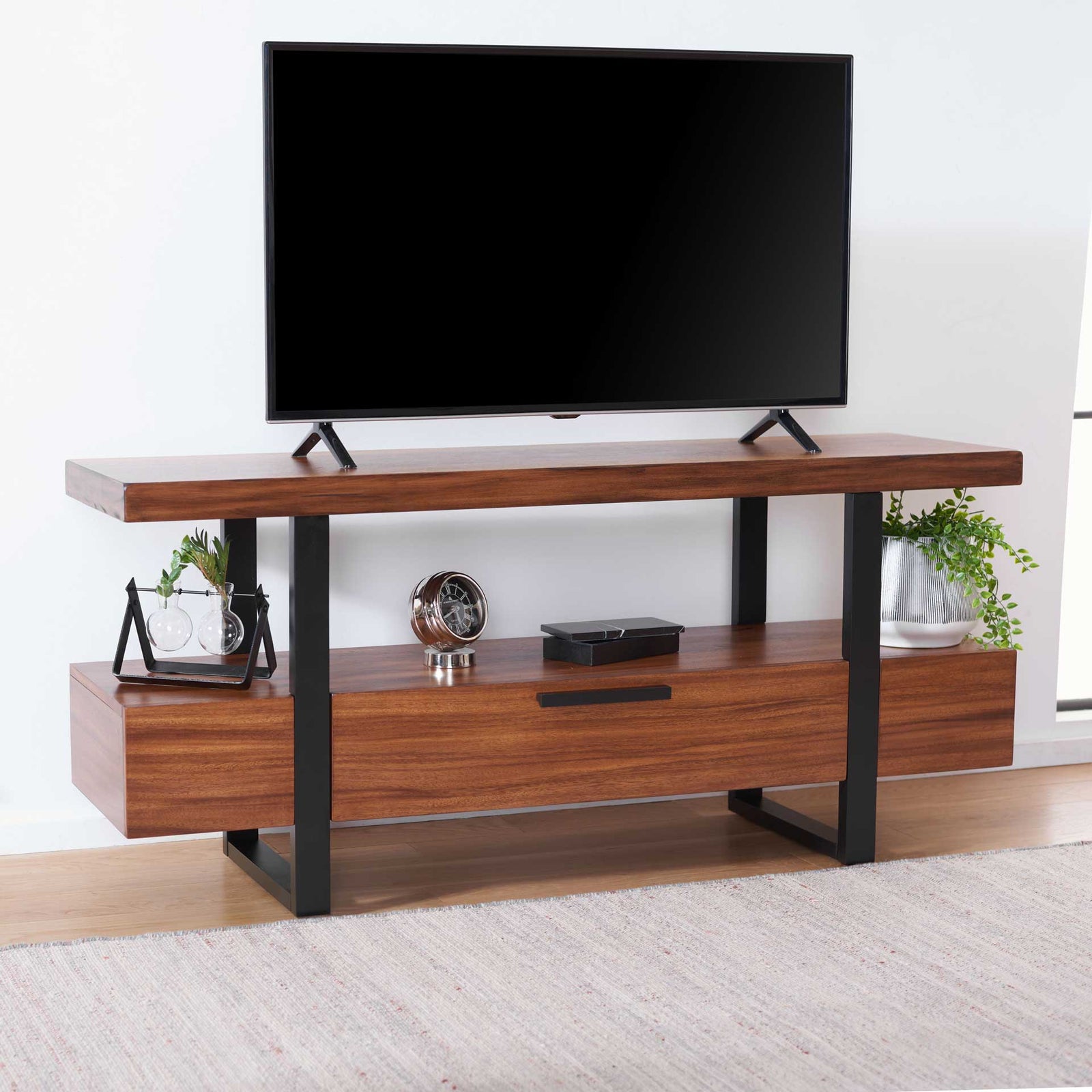 Brayson 1 Drawer Media Stand Brown/Black