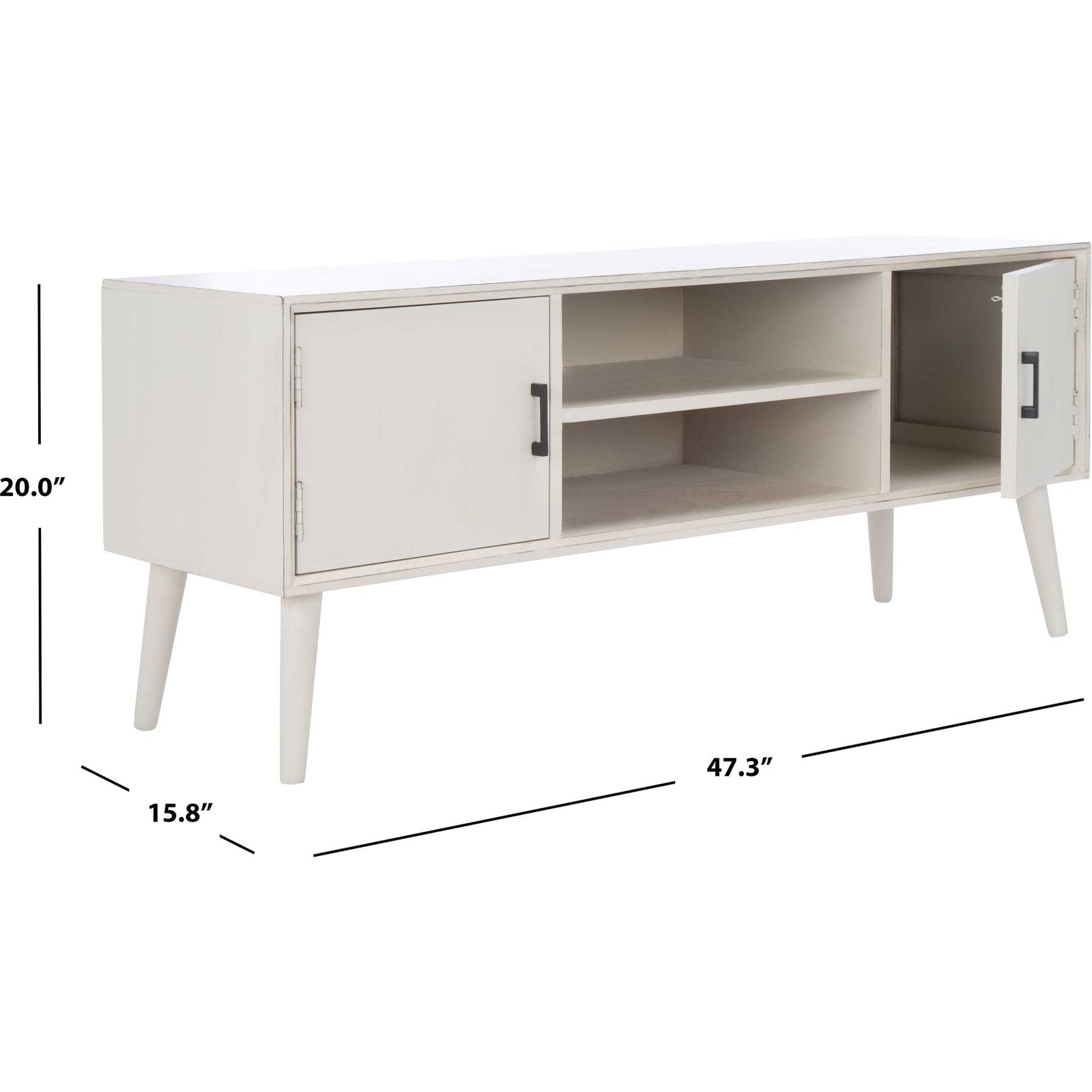 Sorrento 2 Door 1 Shelf Media Stand Distressed White