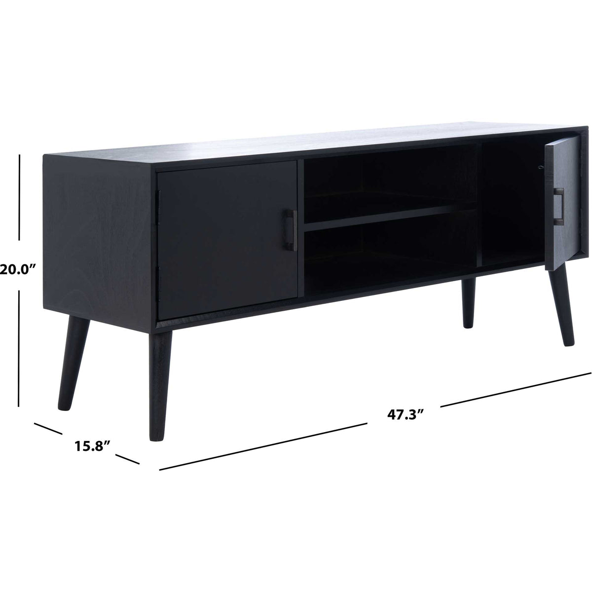 Sorrento 2 Door 1 Shelf Media Stand Black