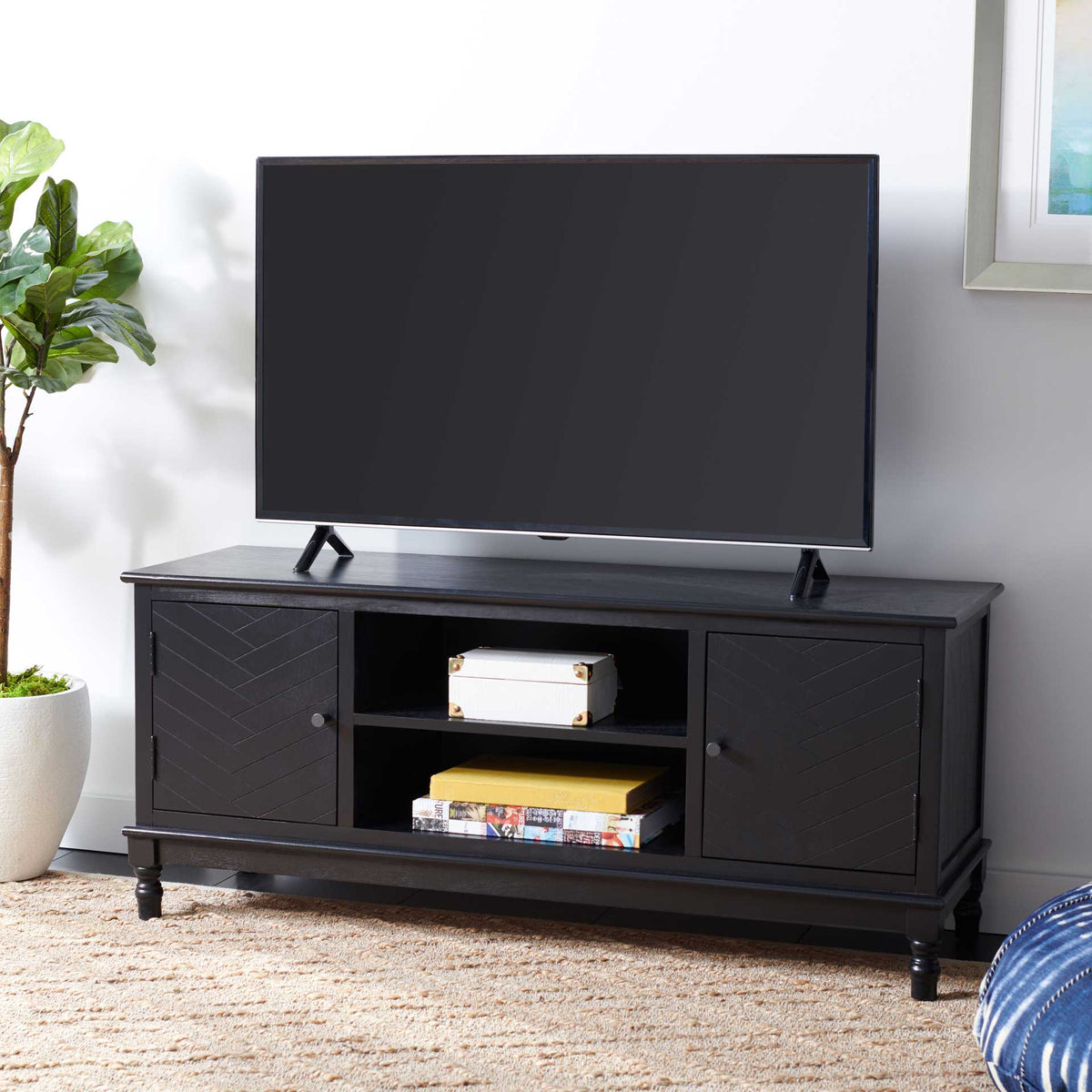 Magnolia 2 Door 2 Shelf Media Stand Black