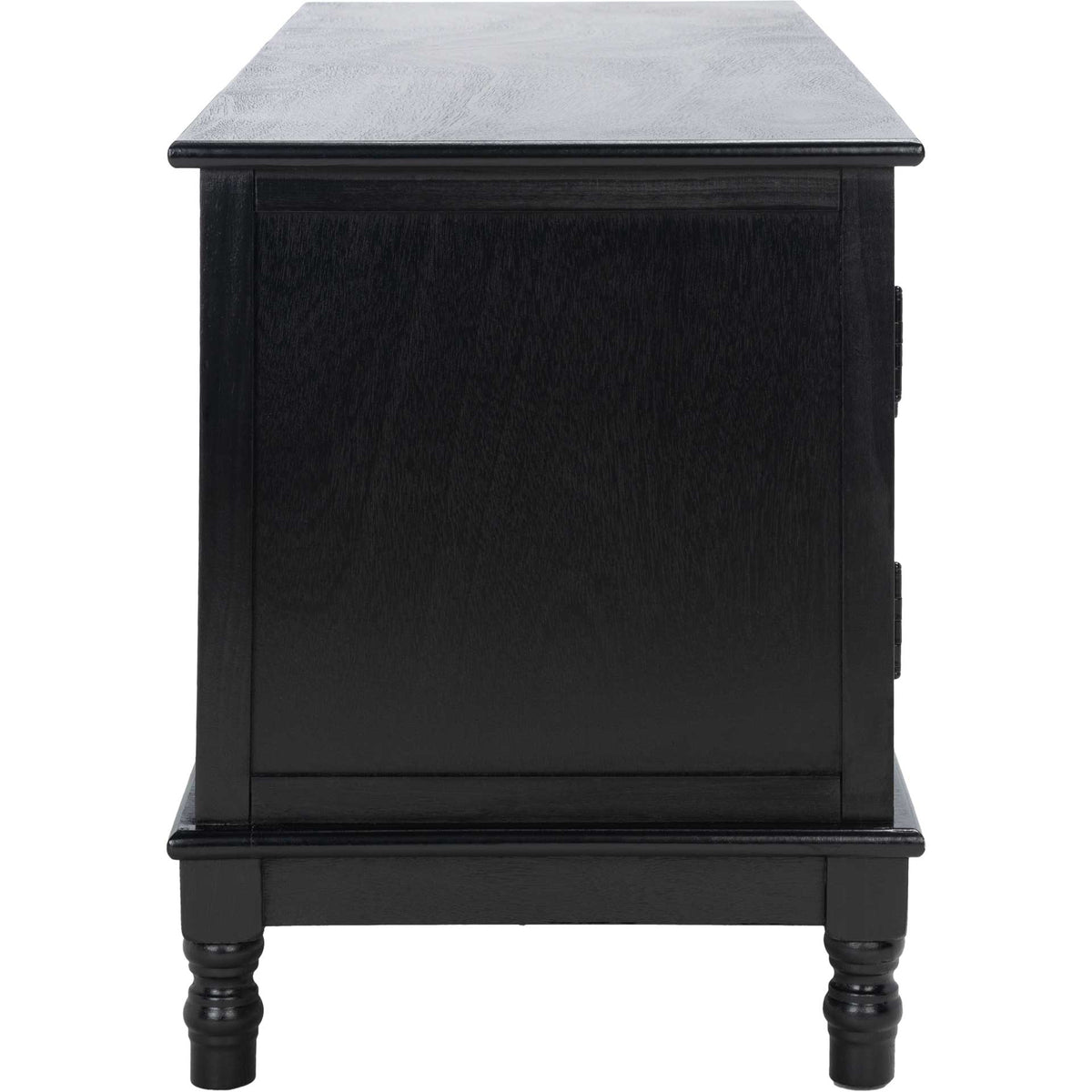 A paneled black side, layered trim, and sculpted turned feet add classic character.