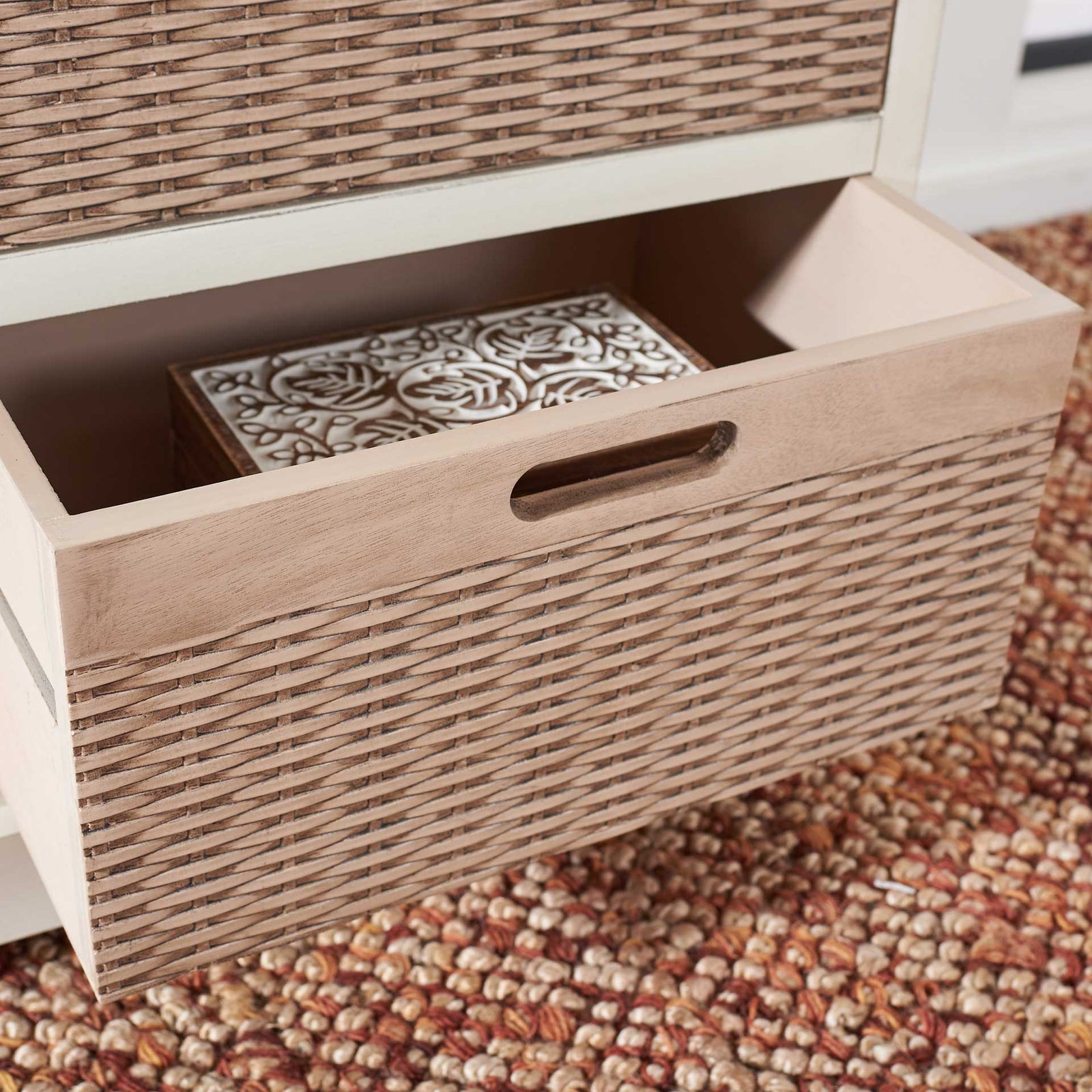 Lali 4 Drawer Media Stand Distressed White