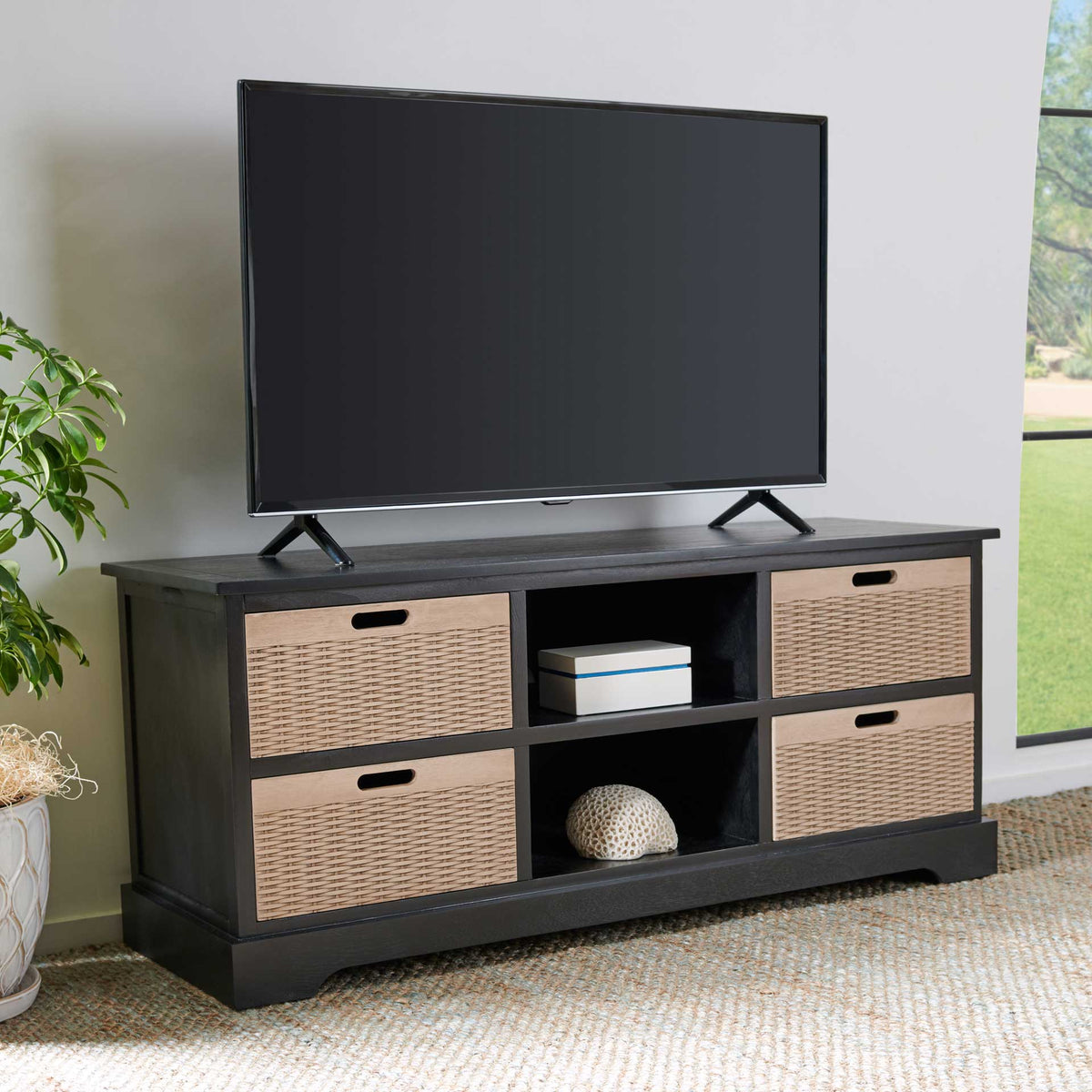 Lali 4 Drawer Media Stand Black