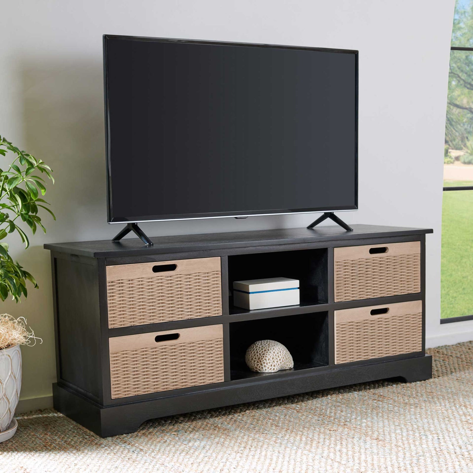 Lali 4 Drawer Media Stand Black