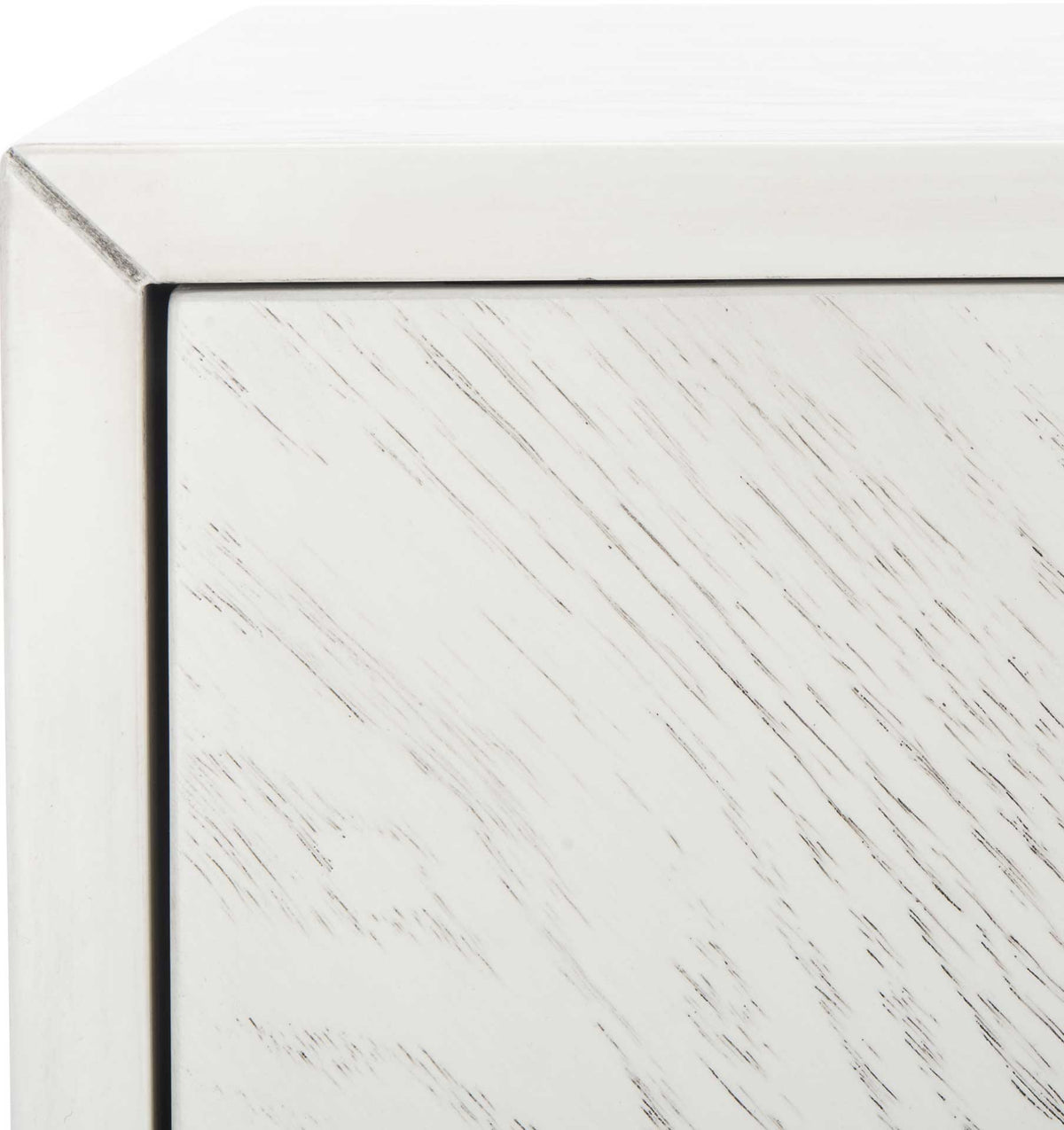Subtle dark grain lines accent the whitewashed door and neatly framed corner.