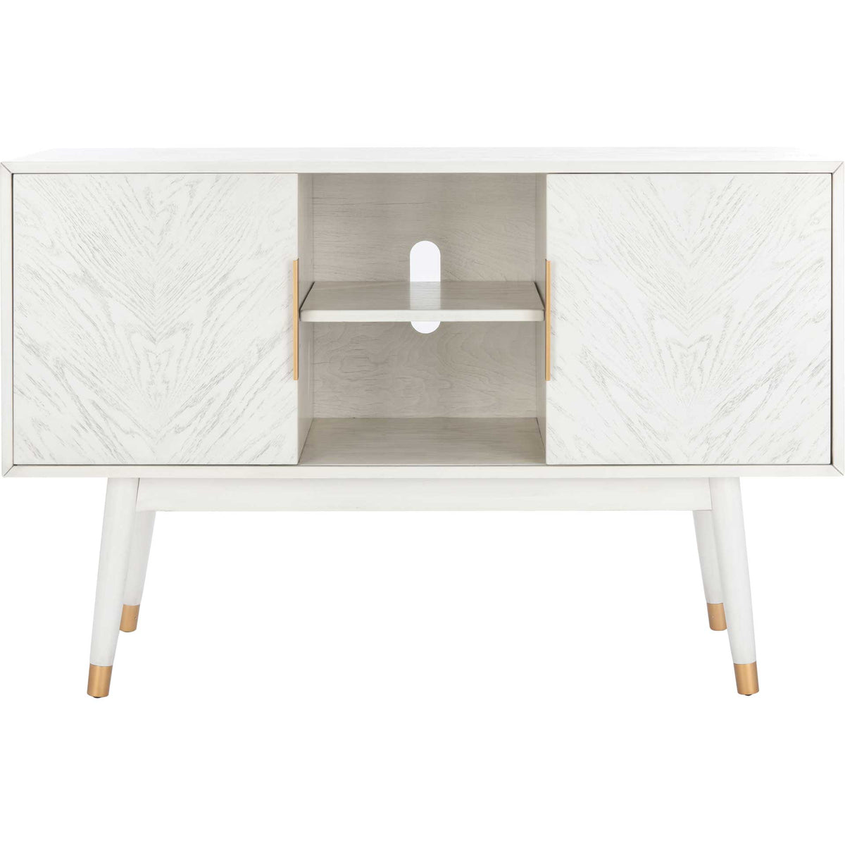 Liam 2 Door Media Stand White Washed