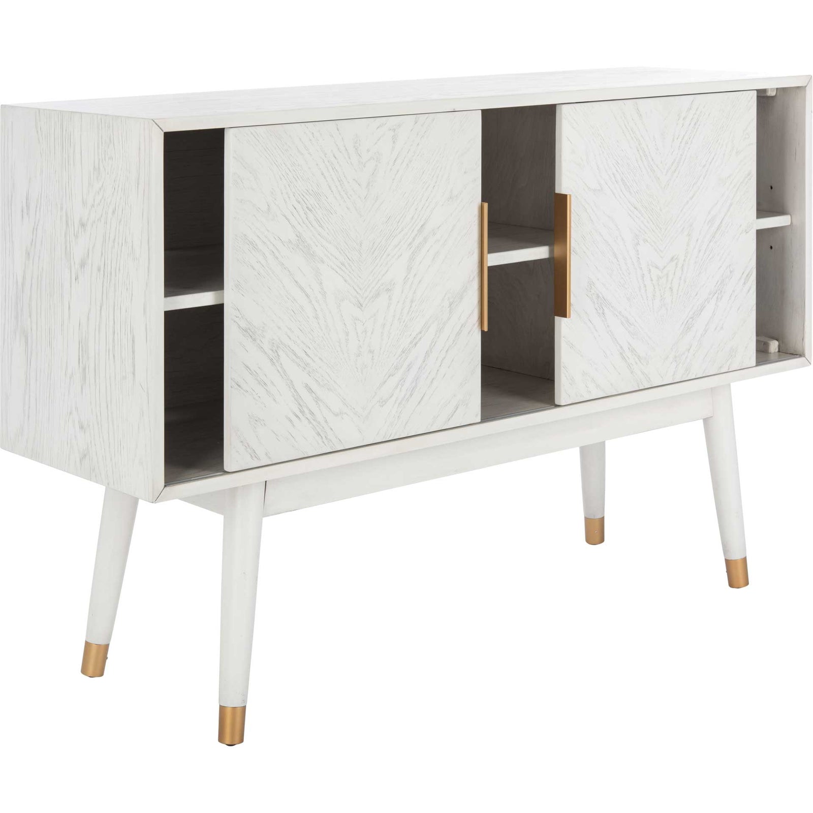 Liam 2 Door Media Stand White Washed