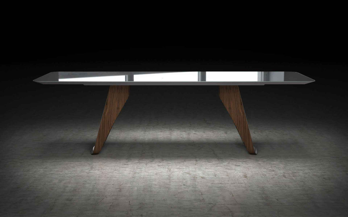 Preston Dining Table Titanium Glass/Walnut