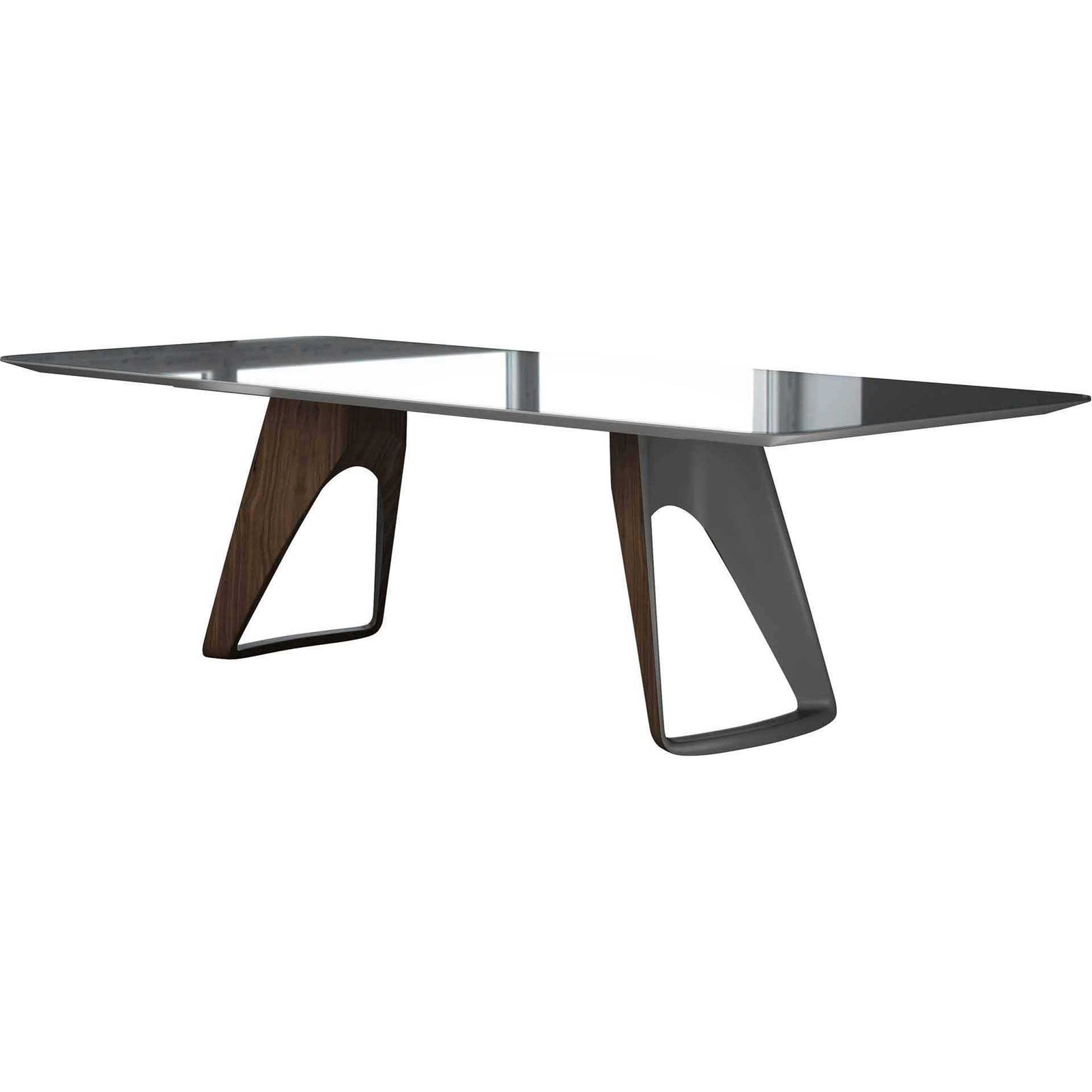 Preston Dining Table Titanium Glass/Walnut
