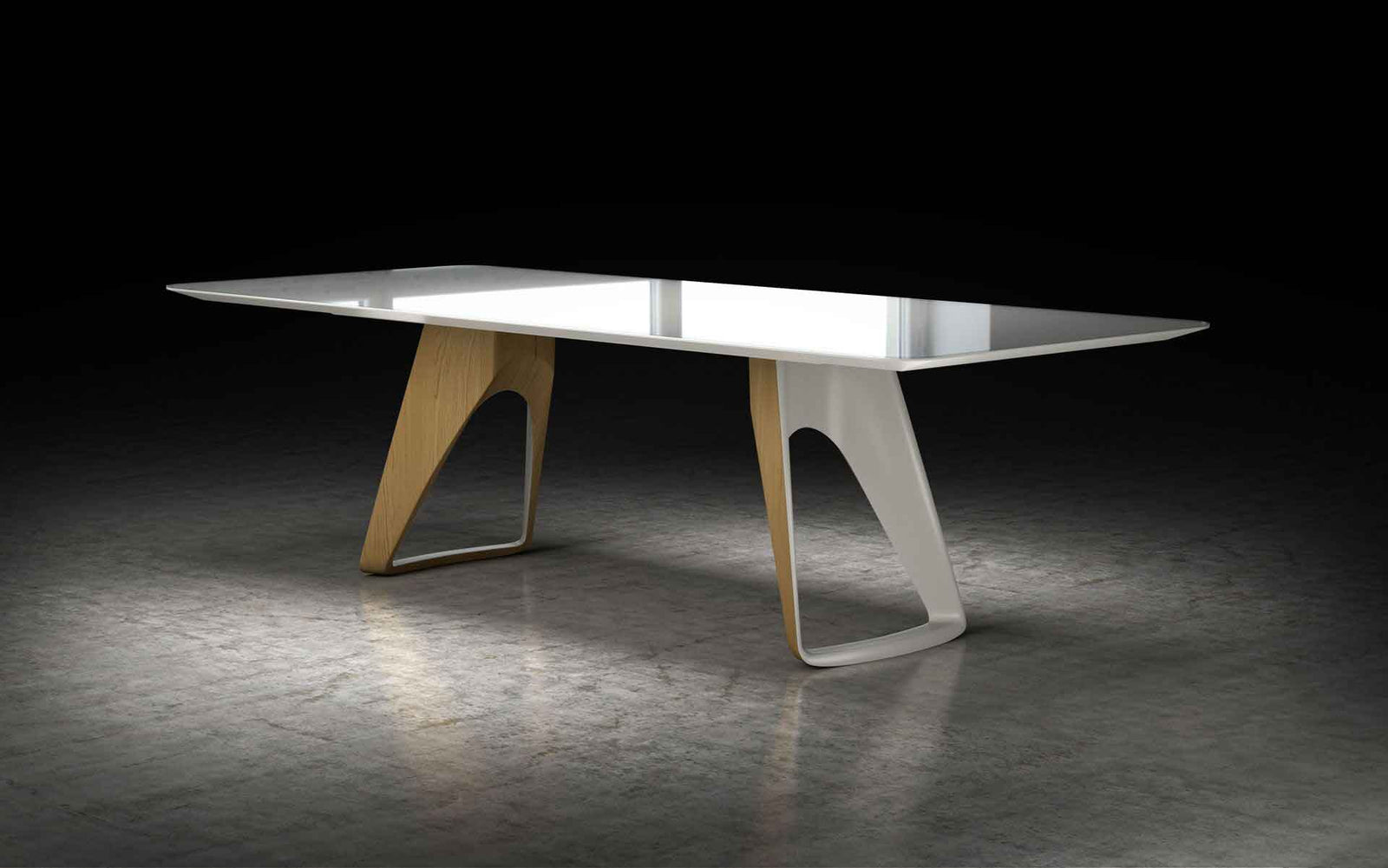 Preston Dining Table Almond Glass/Natural Oak