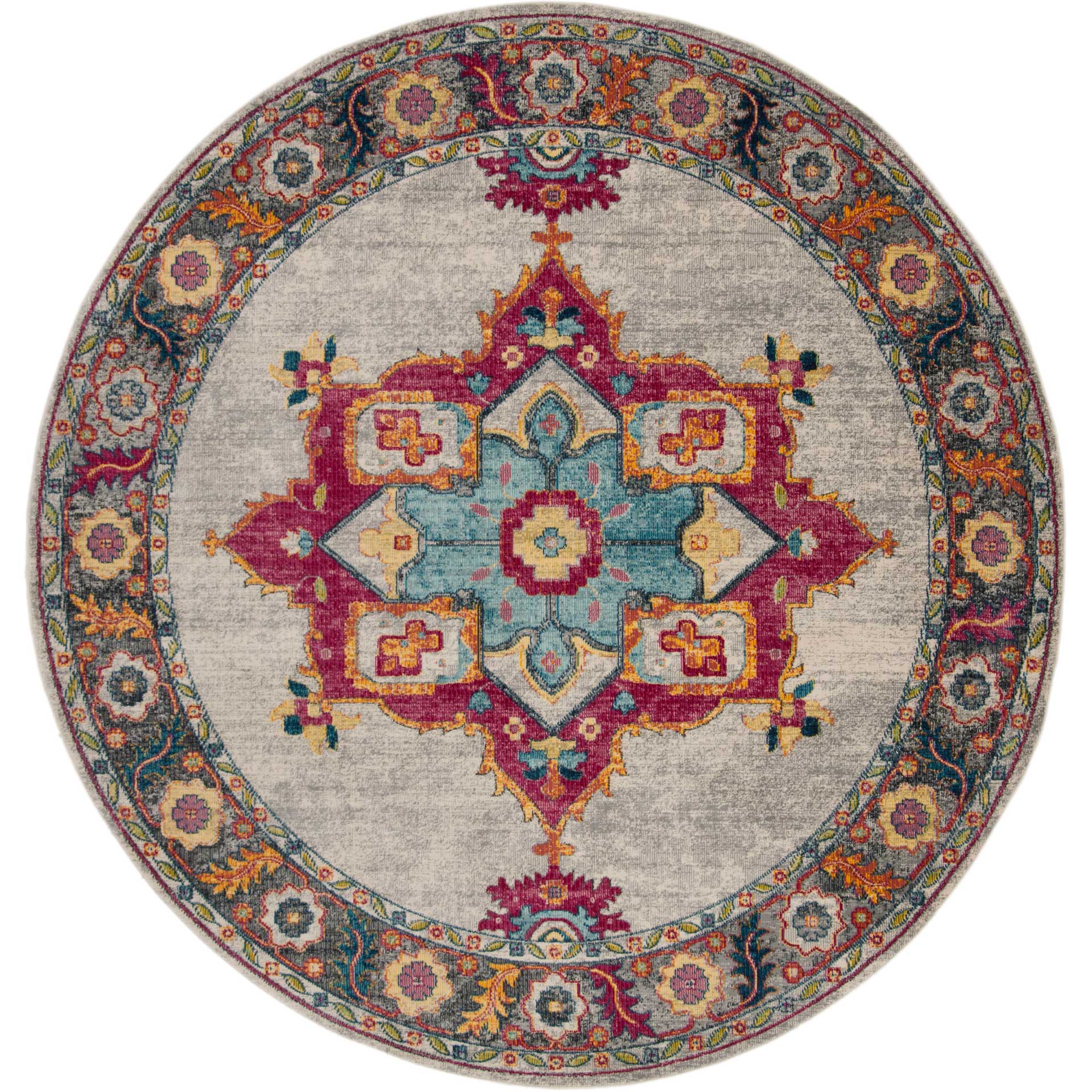 Merlot Cream/Red Round Rug - Froy.com