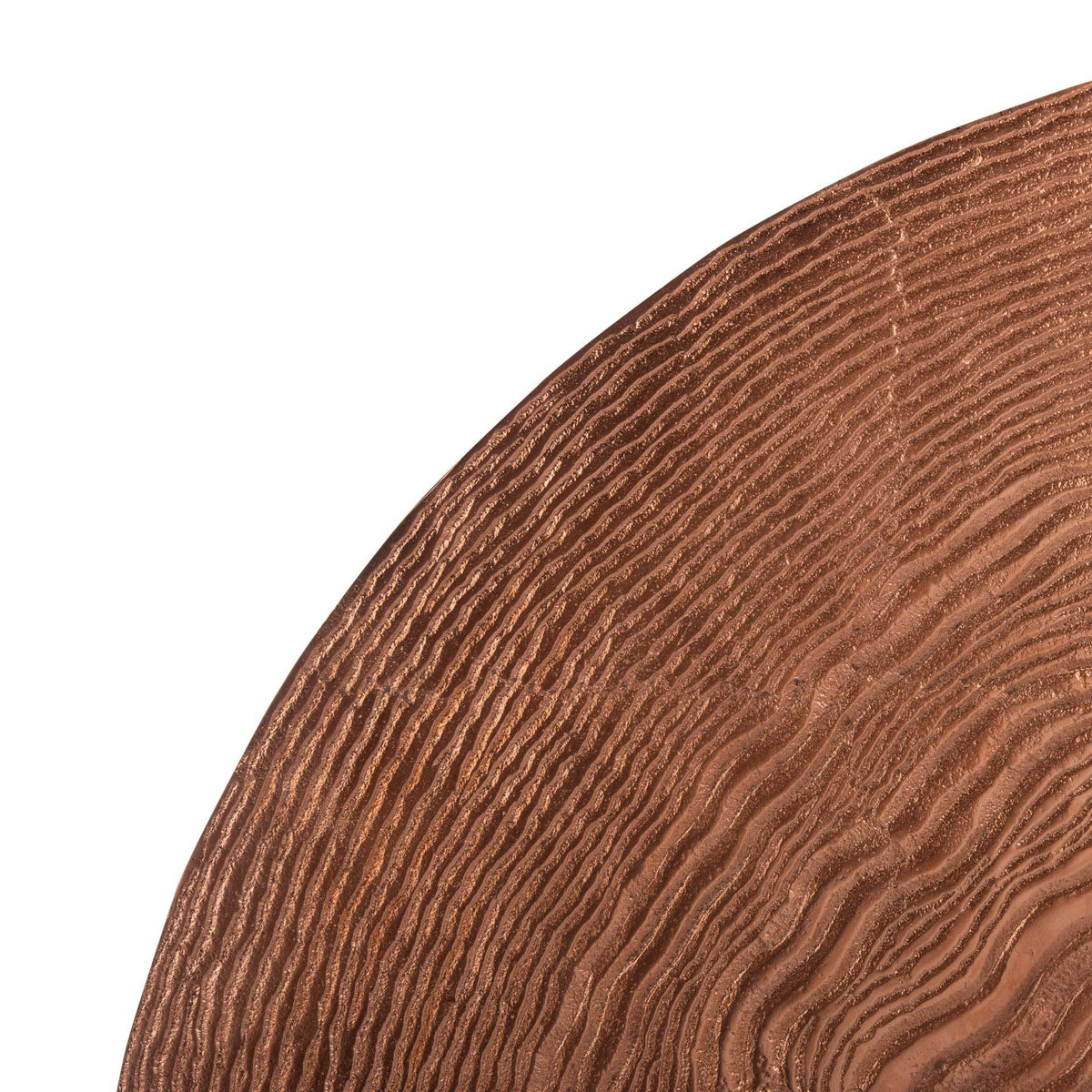Undulating ridges give the copper mirror frame rich texture