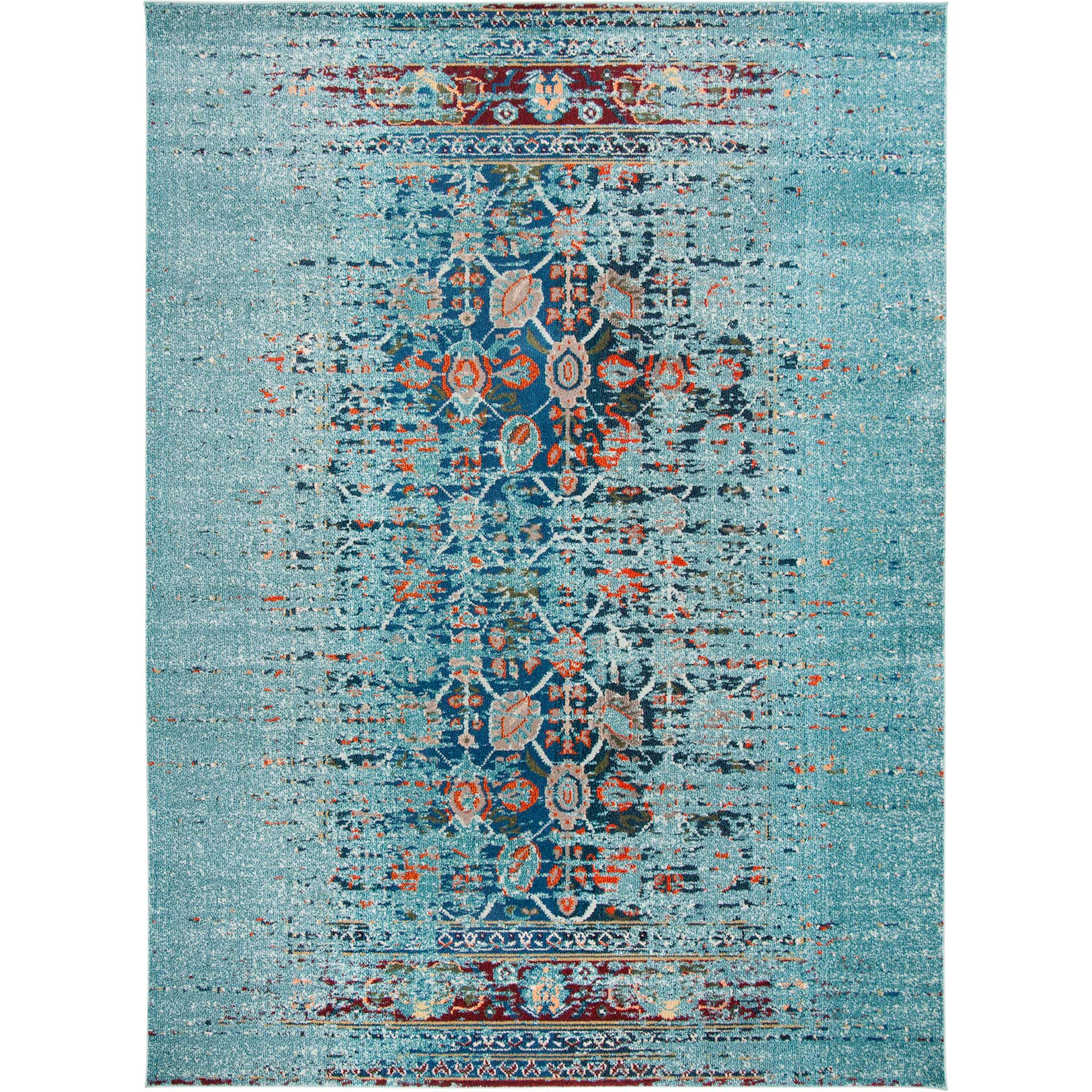 Monaco Washed Blue/Multi Area Rug - Froy.com