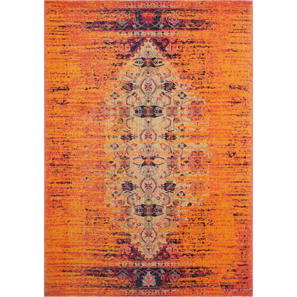 Monaco Distressed Orange/Multi Area Rug - Froy.com