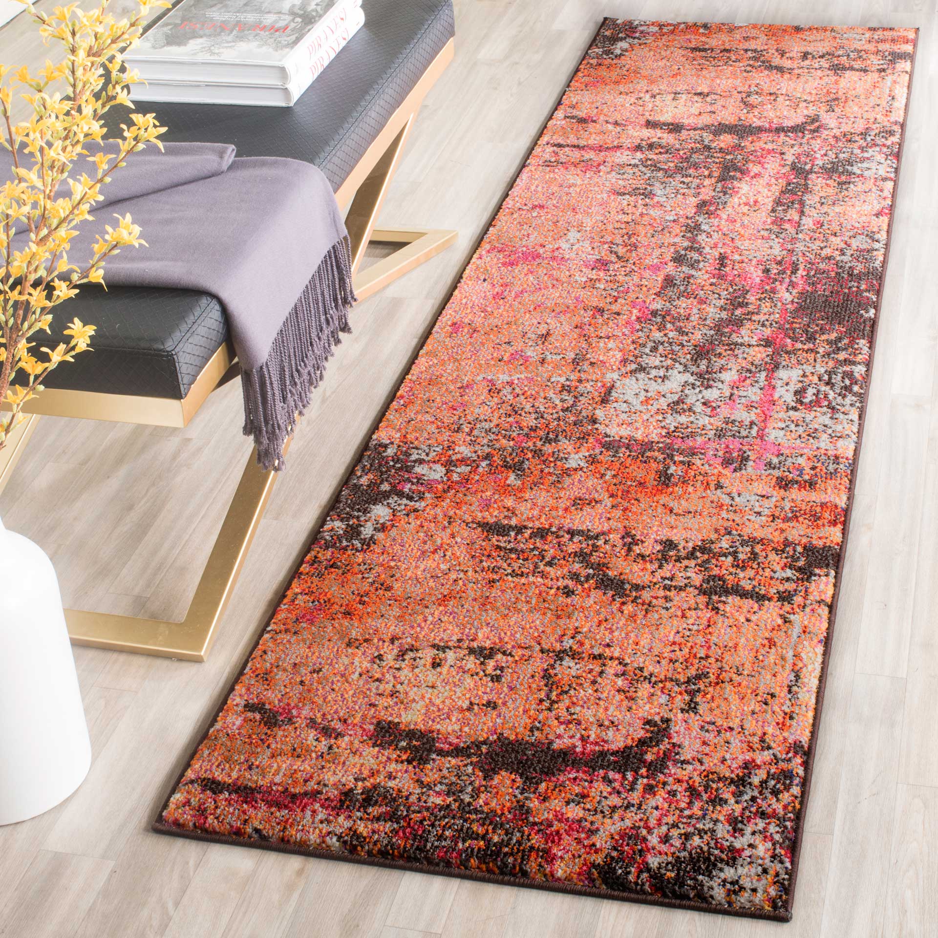 Monaco Orange/Multi Runner Rug - Froy.com
