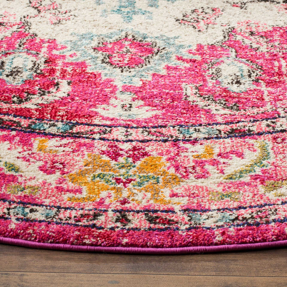 Monaco Pink/Multi Round Rug - Froy.com