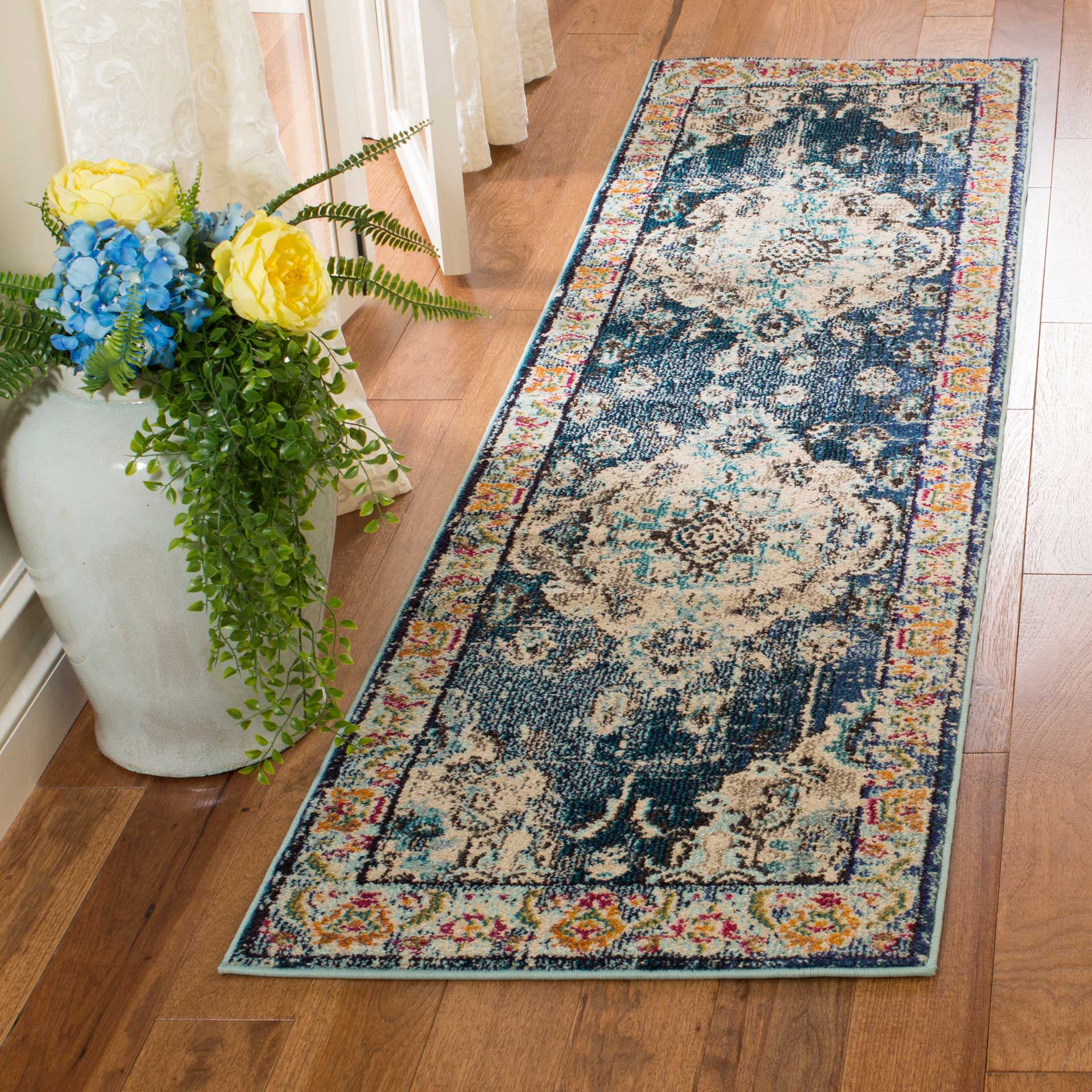 Blue Rune Rug Monaco Navy/Light Blue Runner Rug - Froy.com