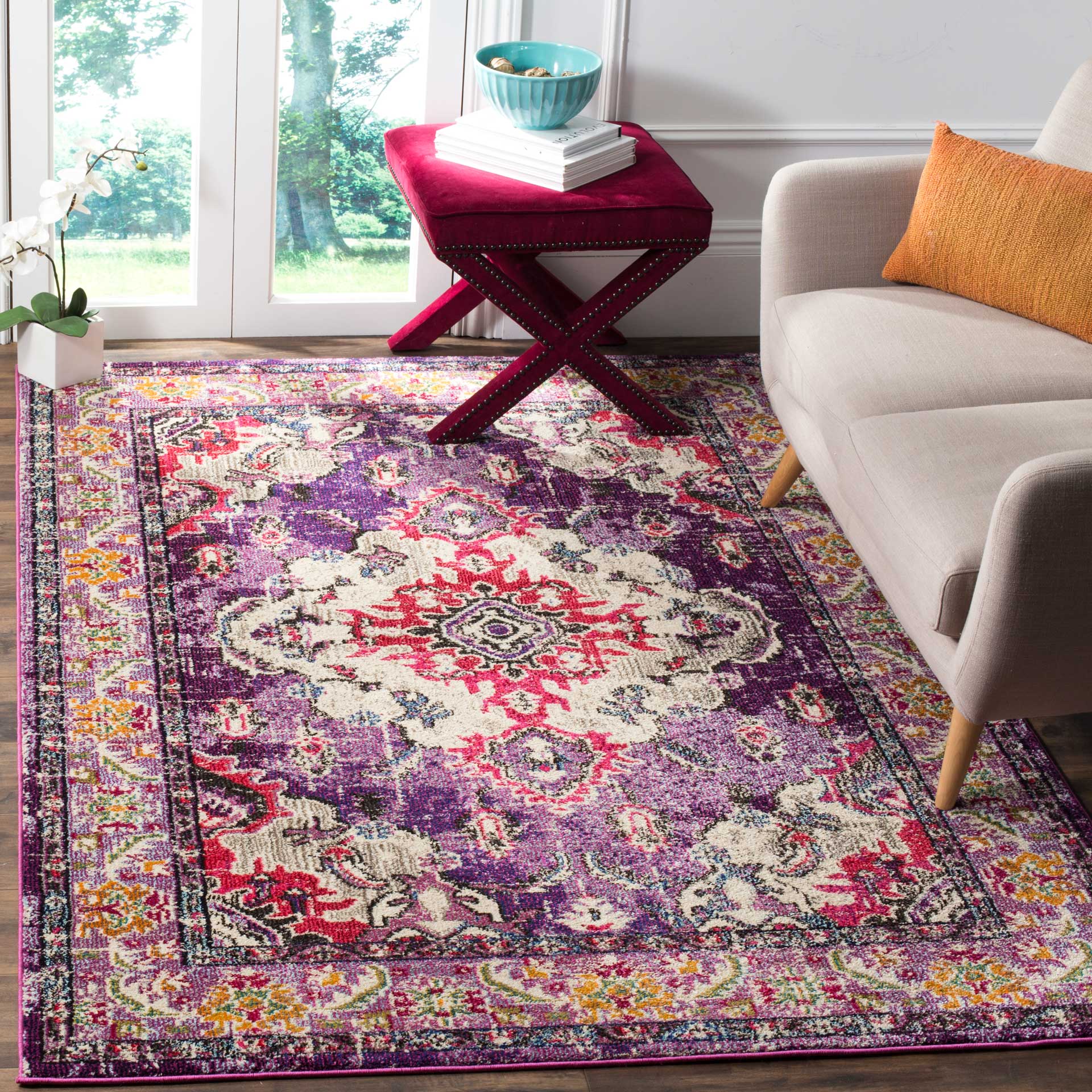 Monaco Violet/Fuchsia Area Rug - Froy.com