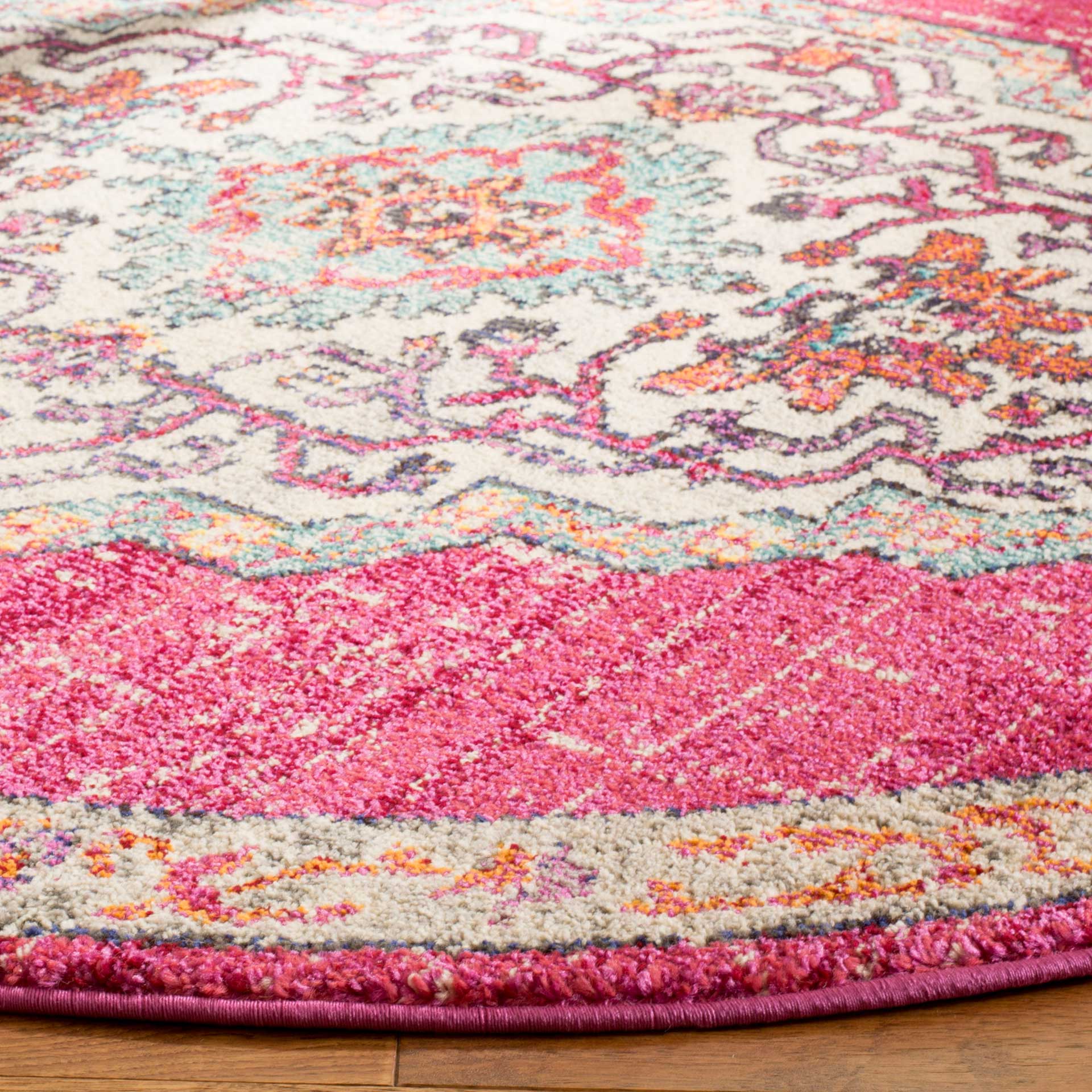 Monaco Pink/Ivory Round Rug - Froy.com