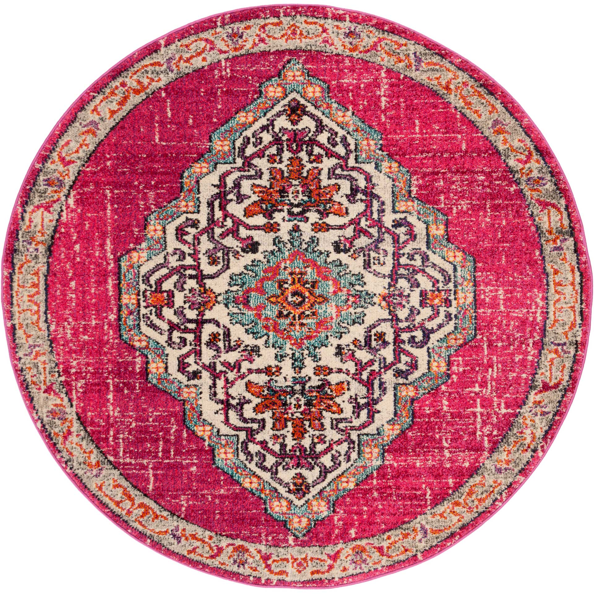 Monaco Pink/Ivory Round Rug - Froy.com