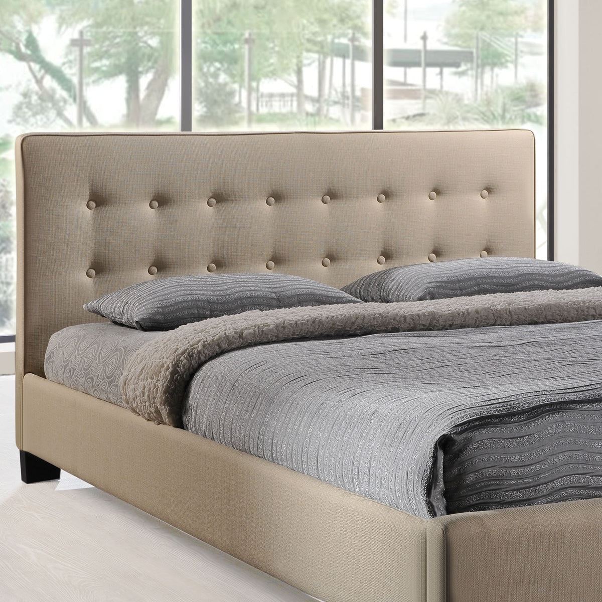 Calera Queen Fabric Bed Beige