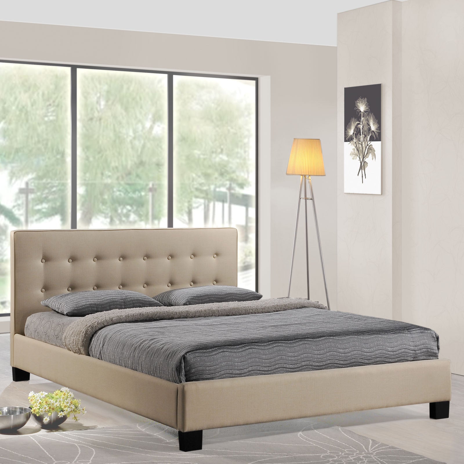 Calera Queen Fabric Bed Beige