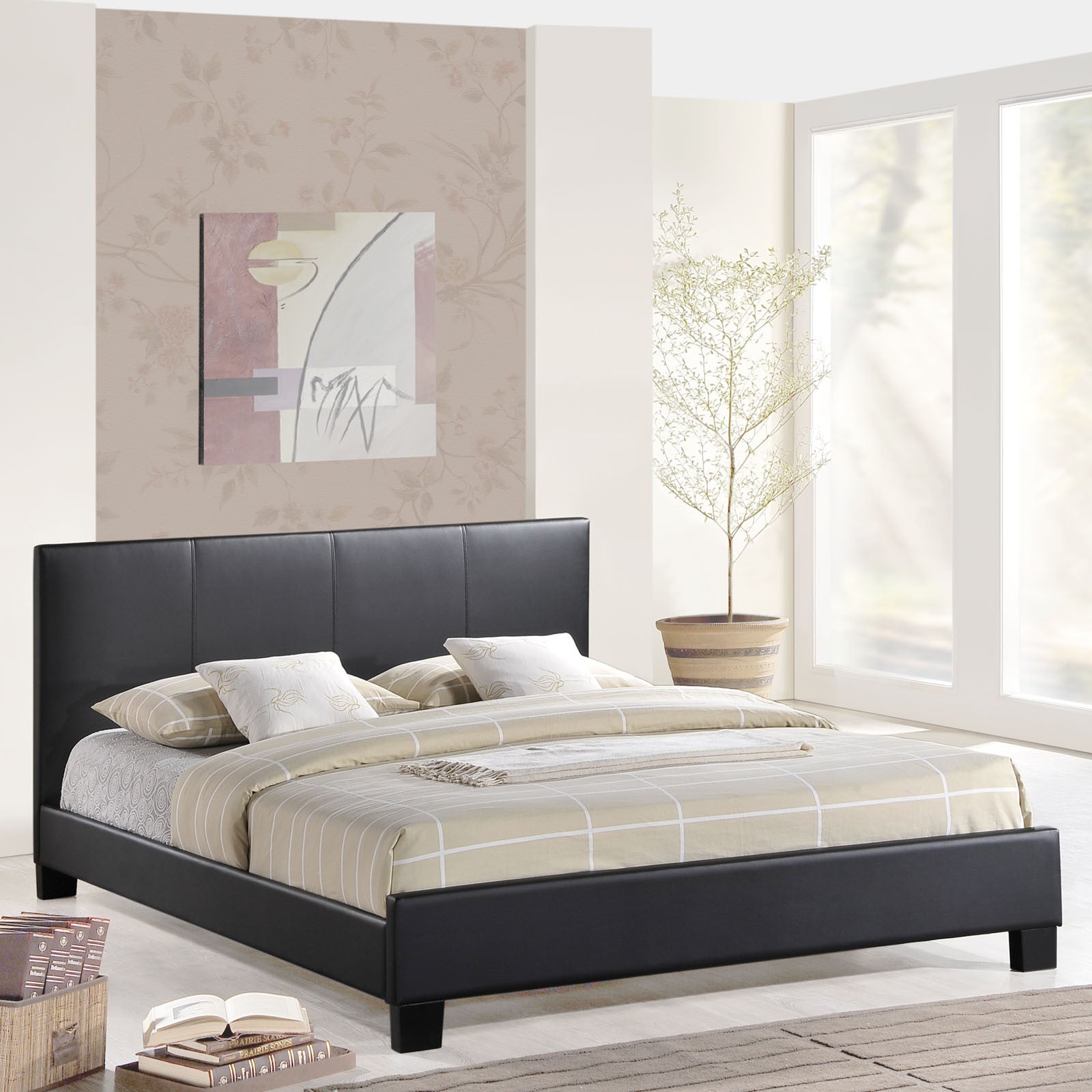 Austin Queen Vinyl Bed Black
