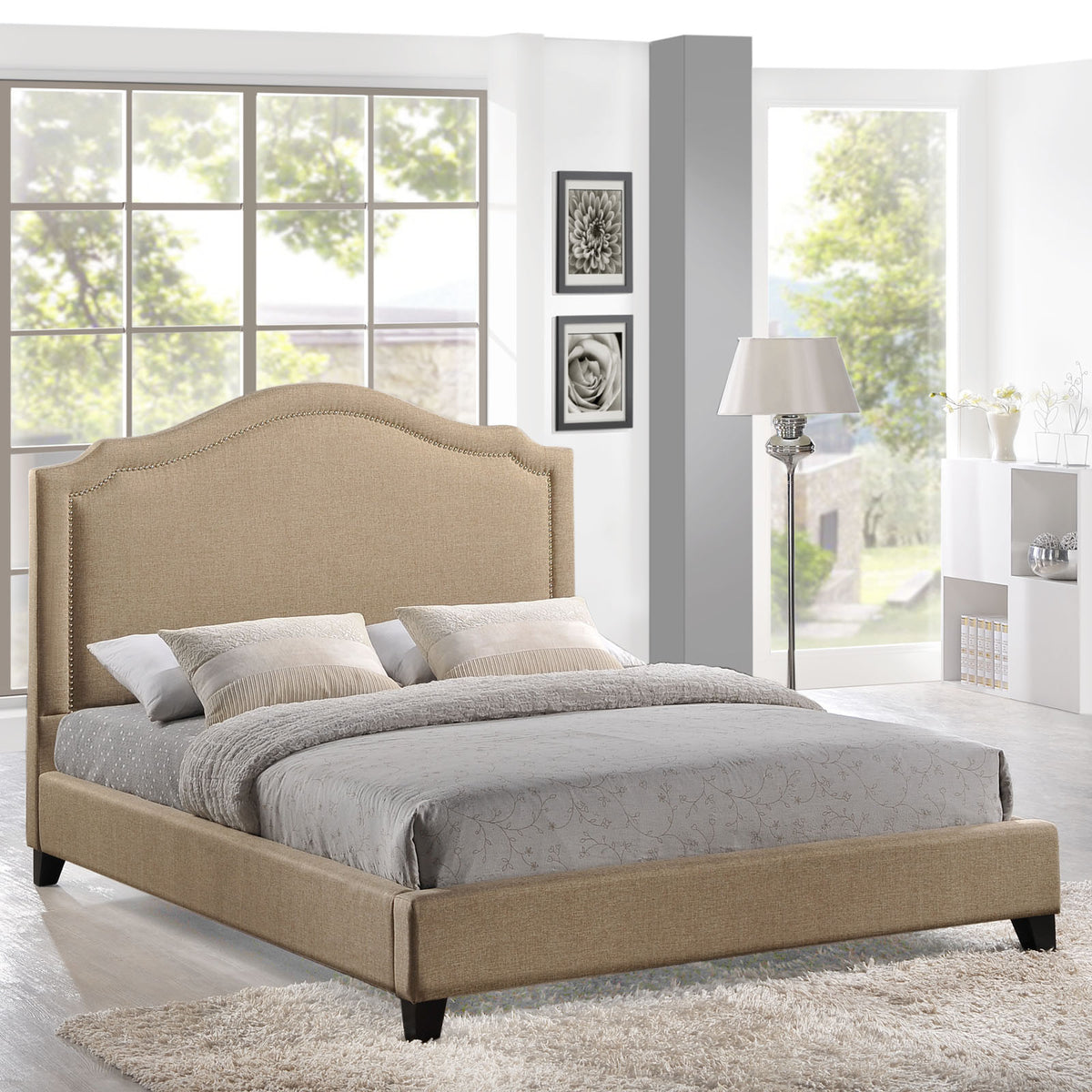 Clive Queen Bed Beige