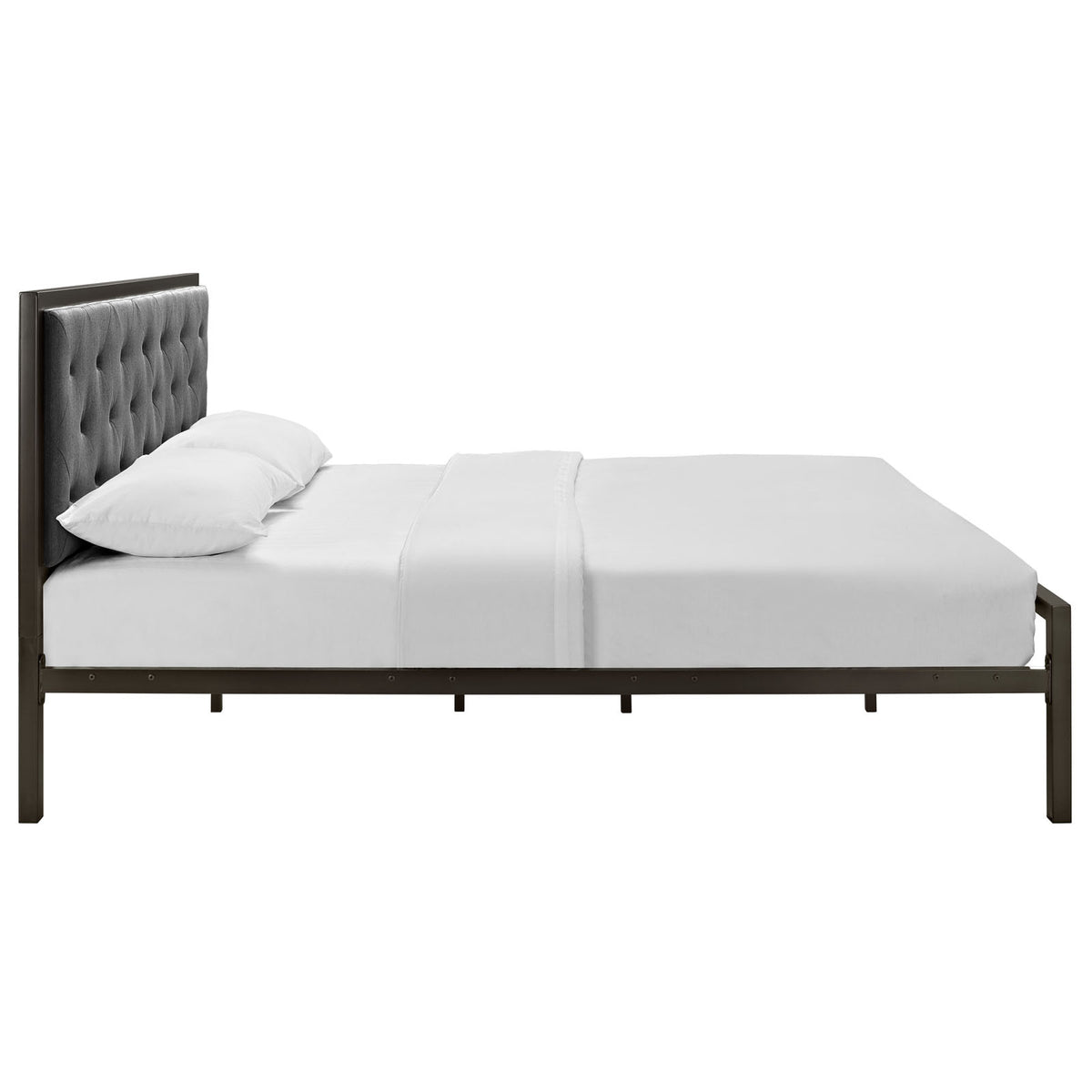 Miles Fabric Platform Bed Brown Gray
