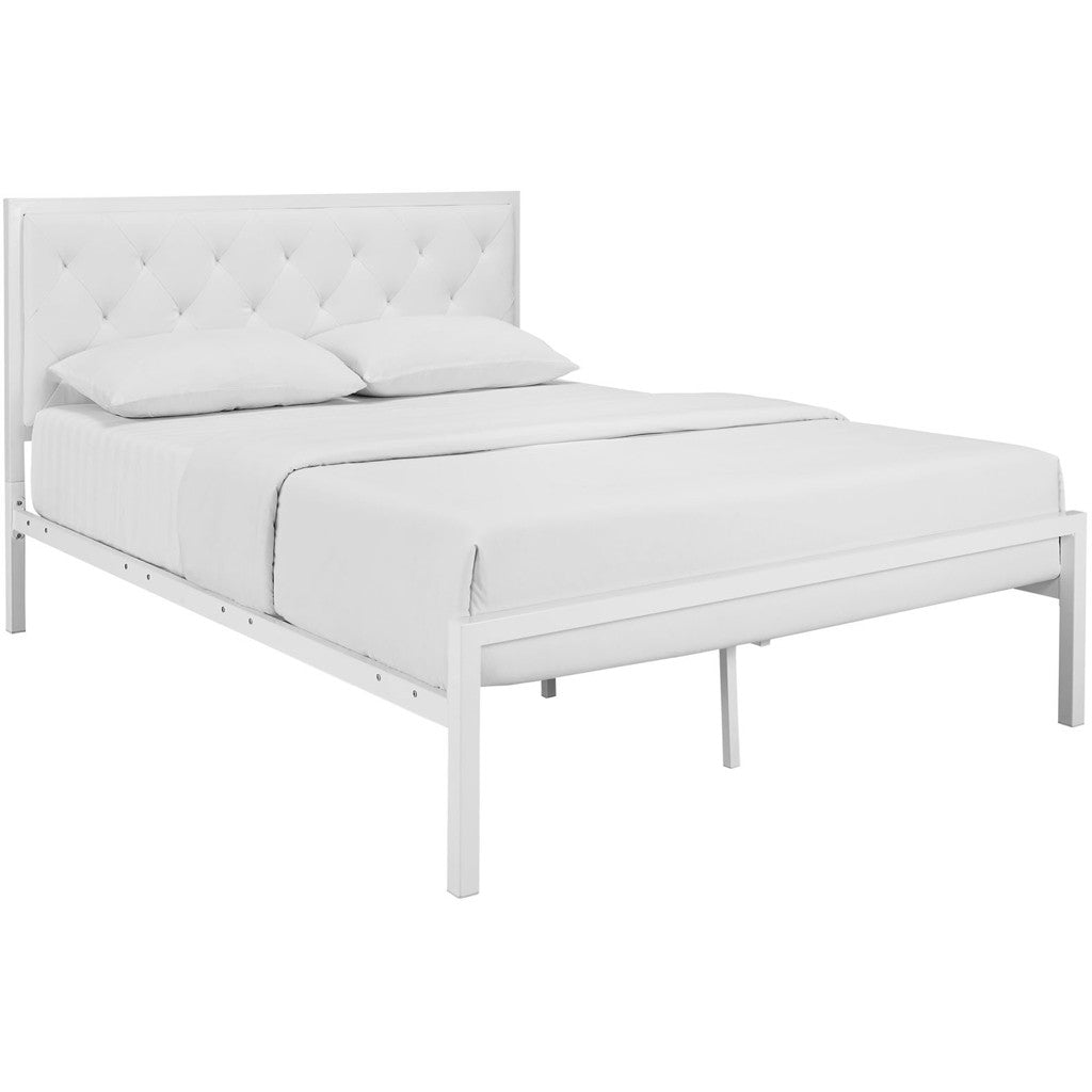 Miles Vinyl Platform Bed White