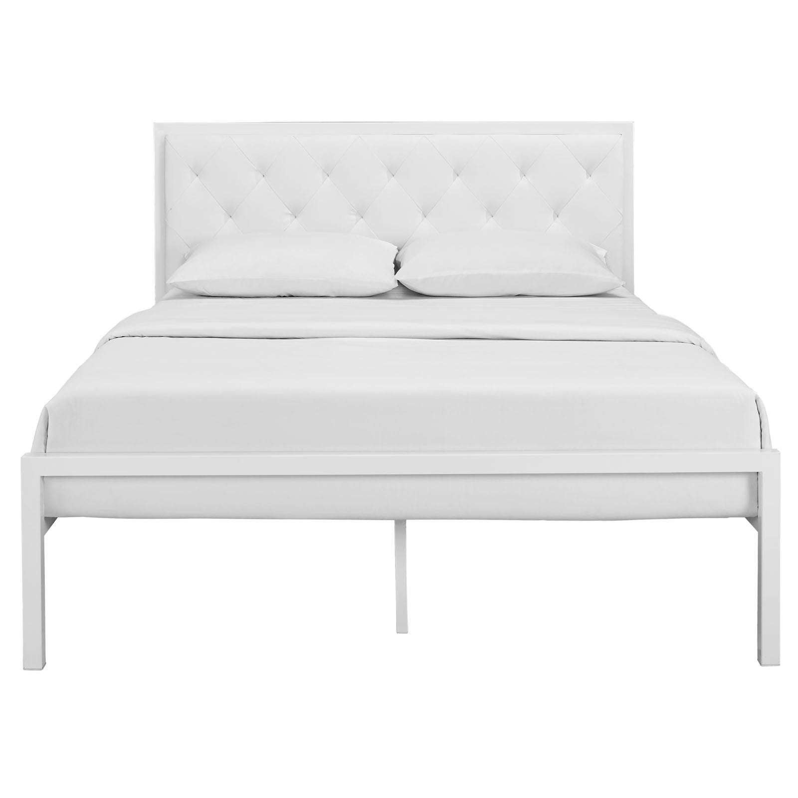 Miles Vinyl Platform Bed White