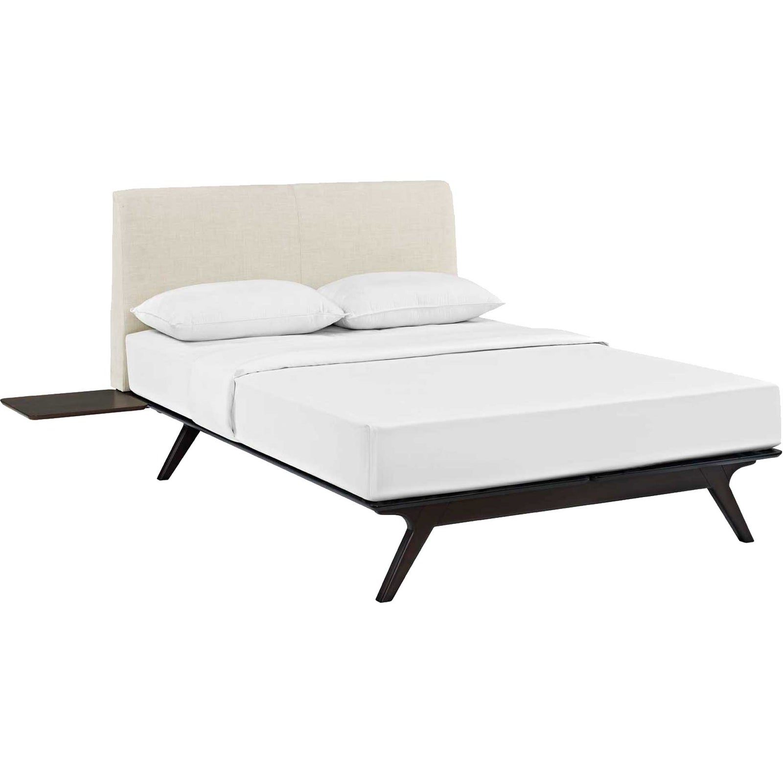 Trenton Bed Cappuccino/Beige With Side Tables