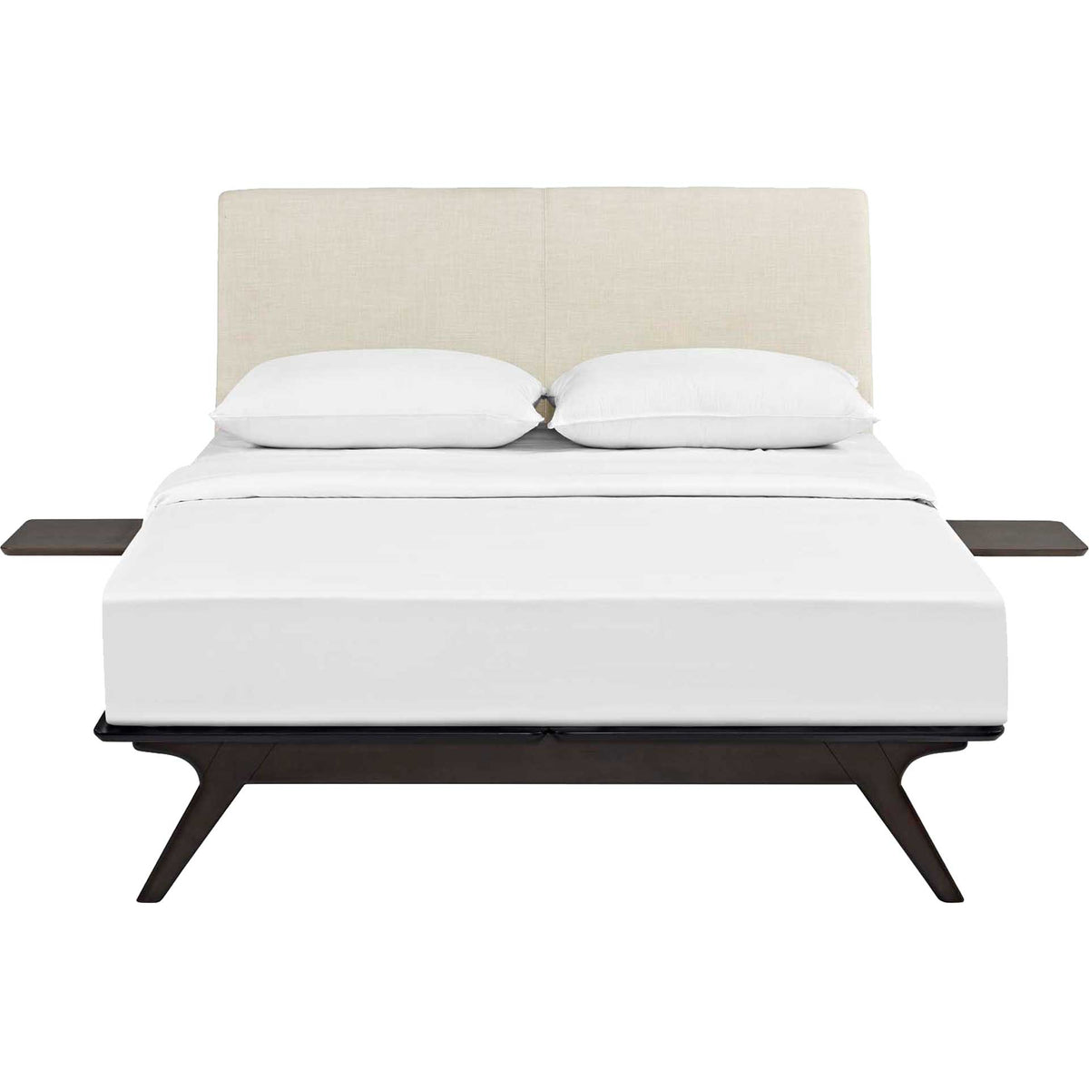 Thames Bed Cappuccino/Beige With Side Tables