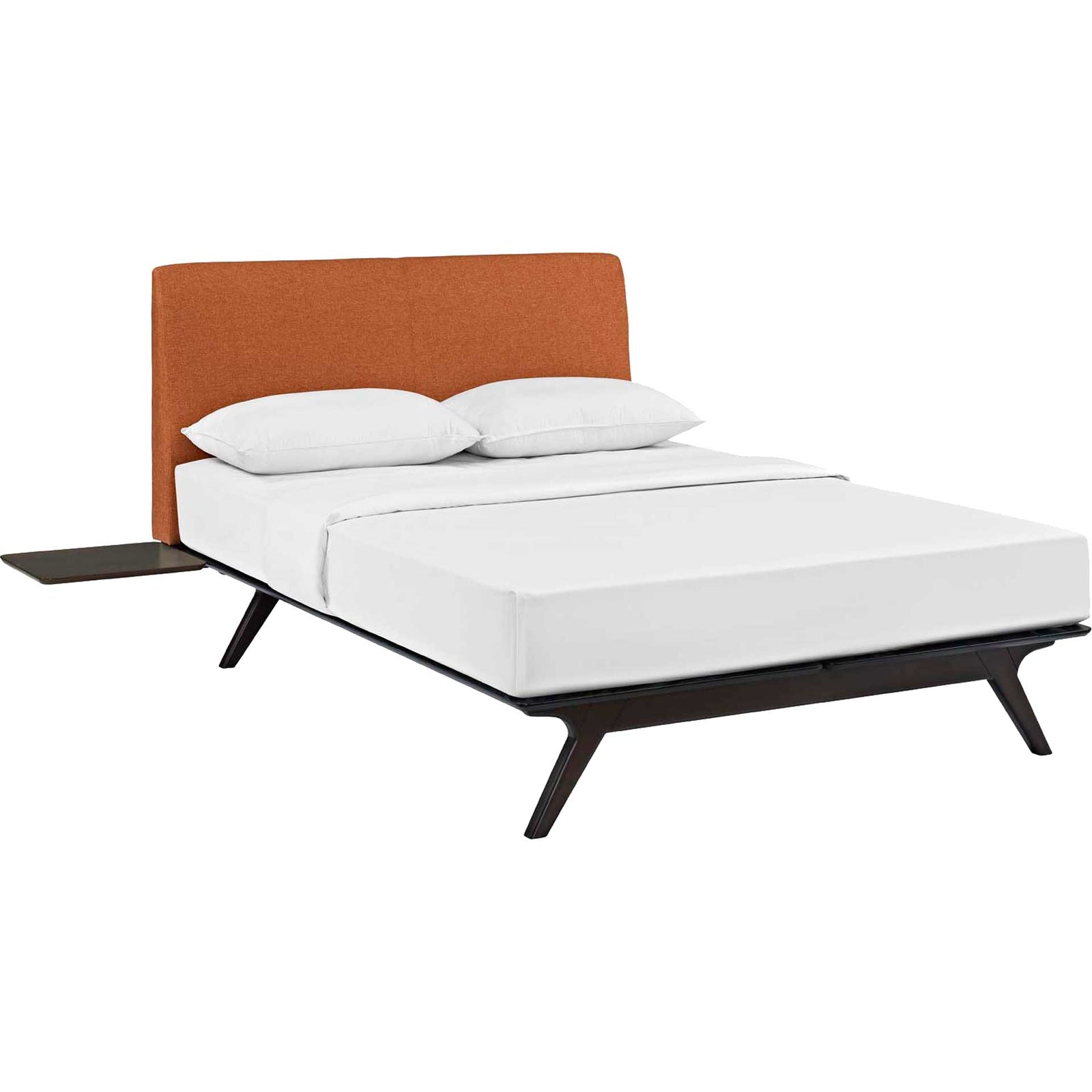 Trenton Bed Cappuccino/Orange With Side Tables