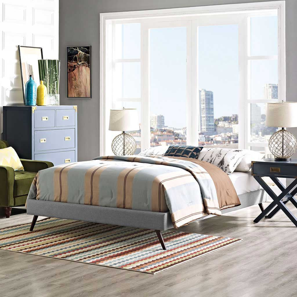 Helena Fabric Bed Light Gray