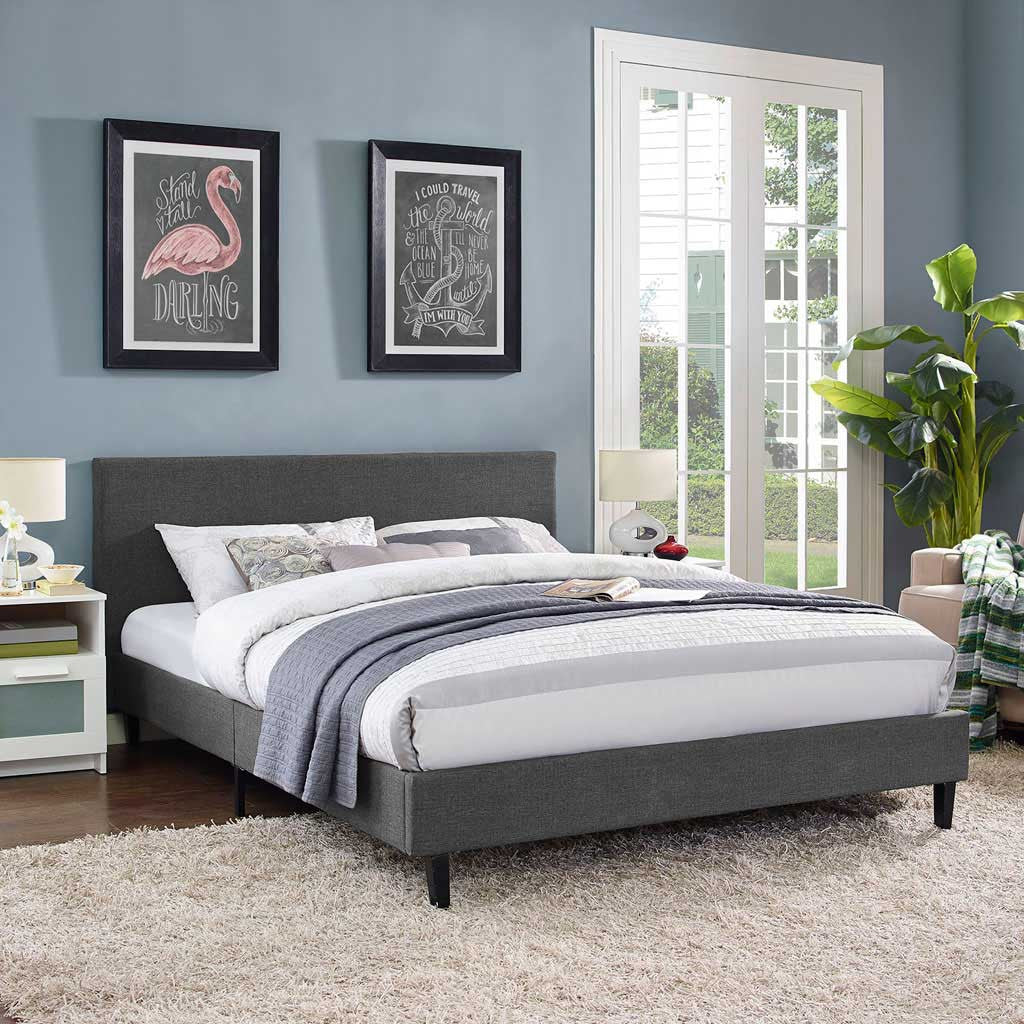 Alwyn Fabric Bed Gray