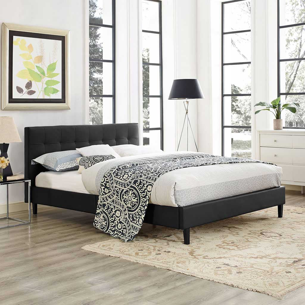 Lester Vinyl Bed Black