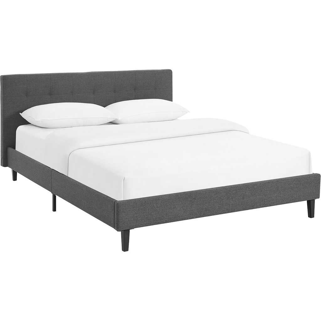 Lester Fabric Bed Gray