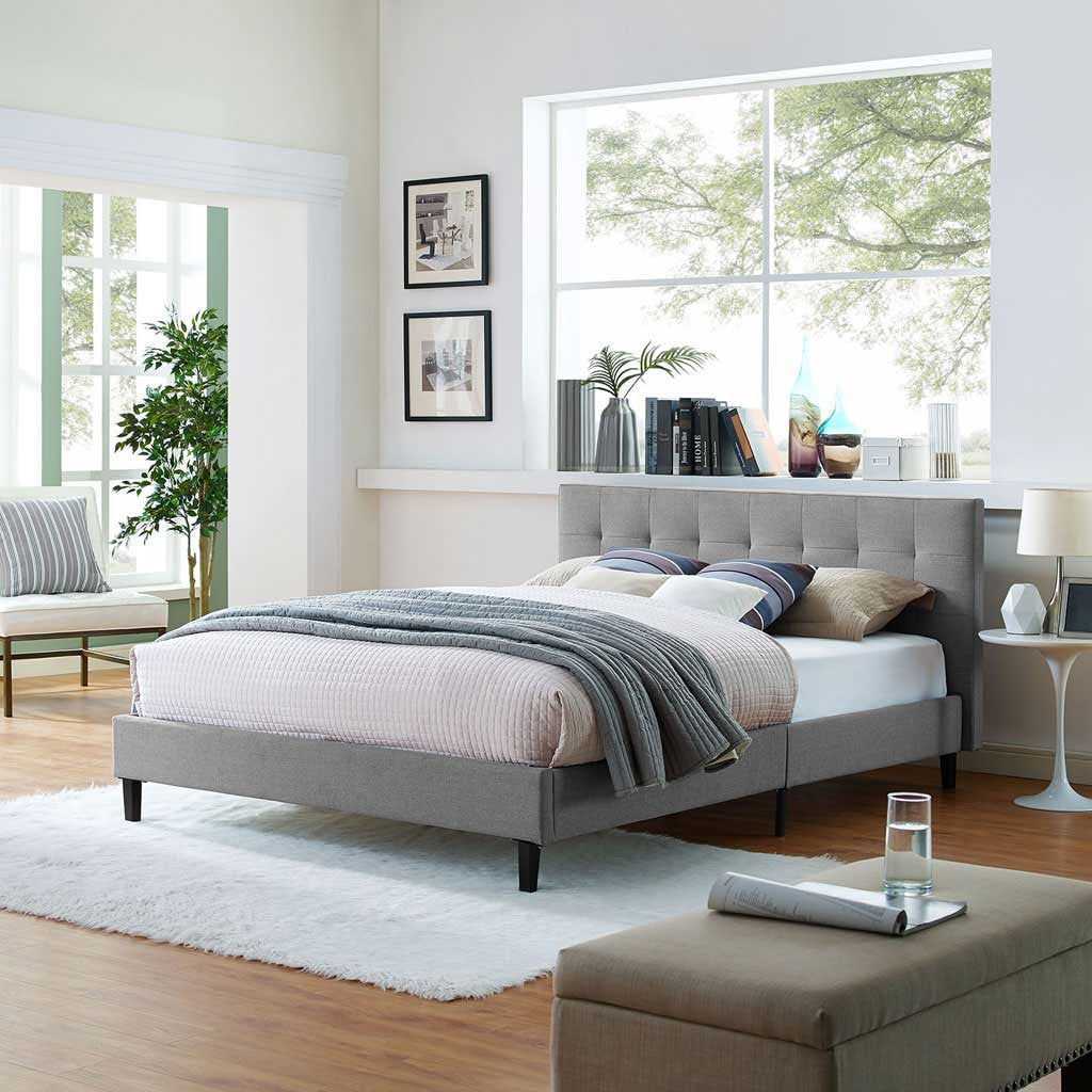 Linwood Fabric Bed Light Gray